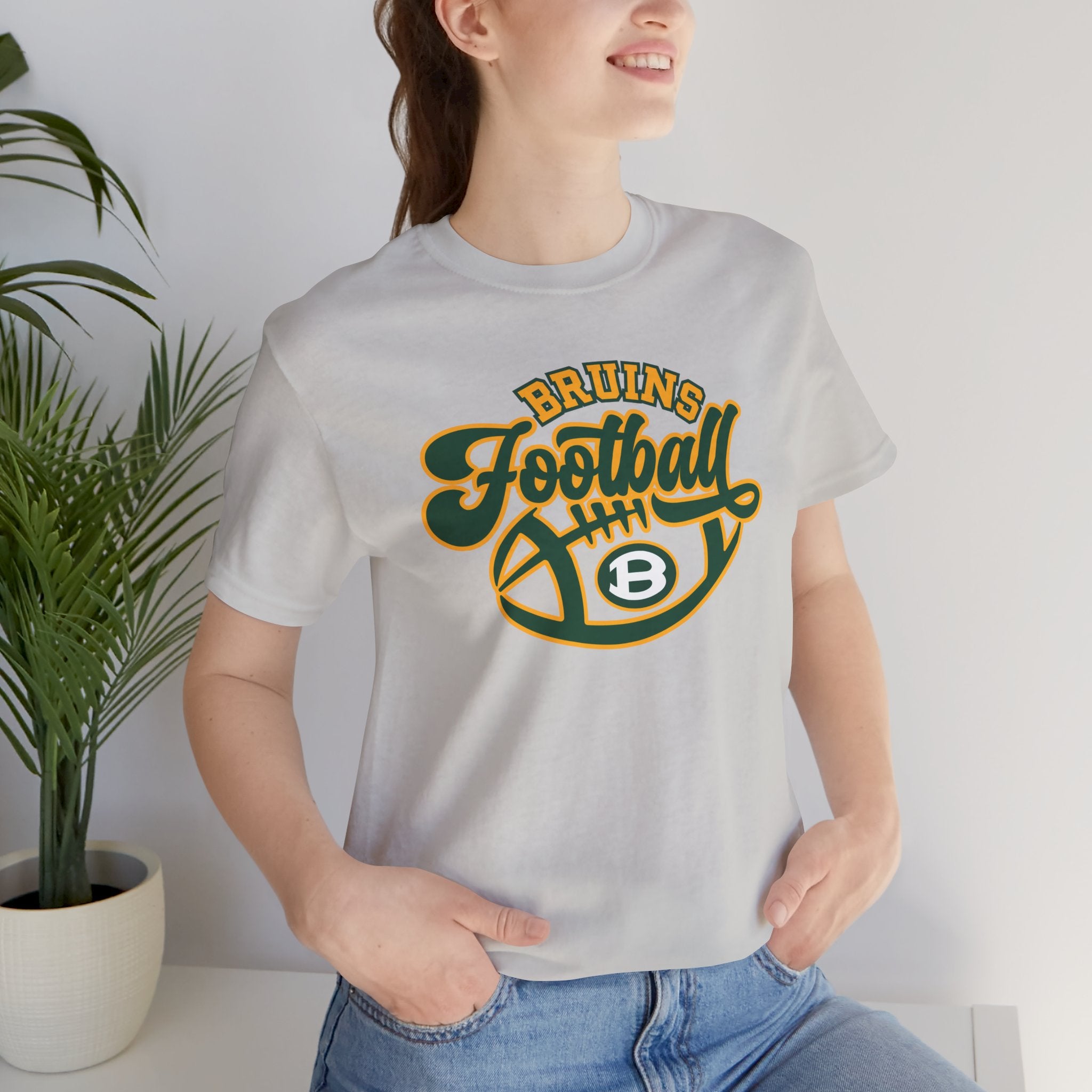 Adult Unisex Bruin Script Football Graphic Short Sleeve Soft Tee