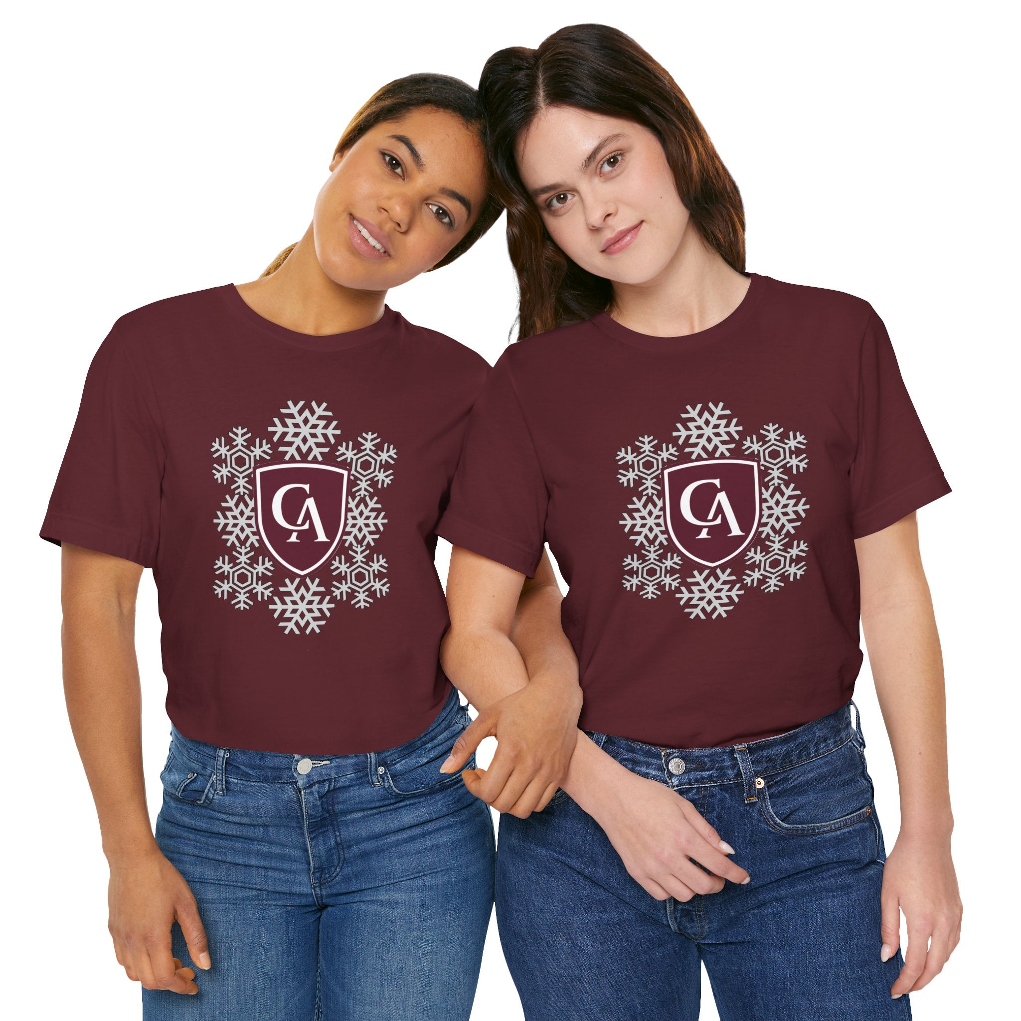 Adult Unisex Columbus Academy Spirited Snowflake Graphic Short Sleeve Soft Tee