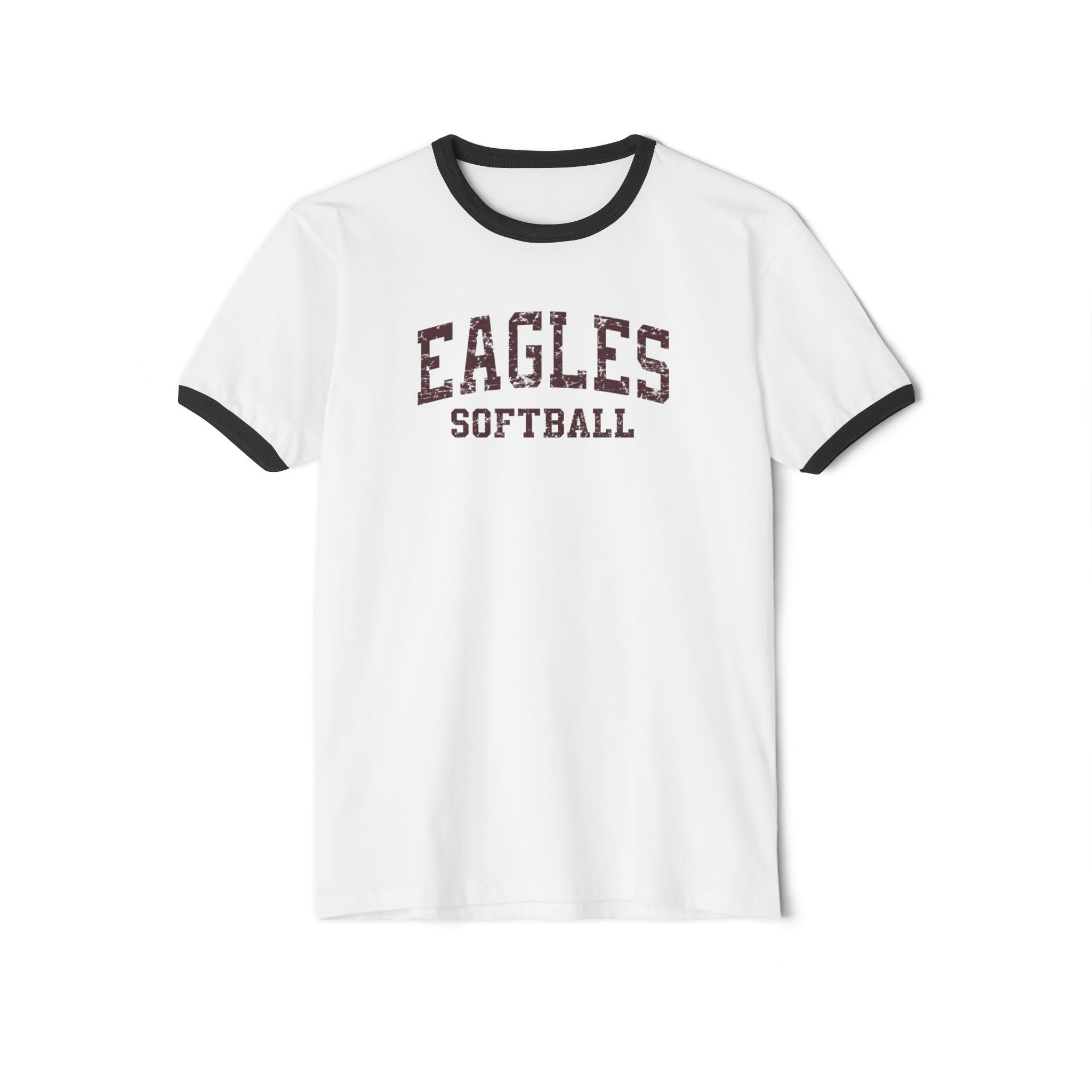Adult Unisex New Albany Eagles Softball Vintage Distressed Graphic Short Sleeve Ringer Tee