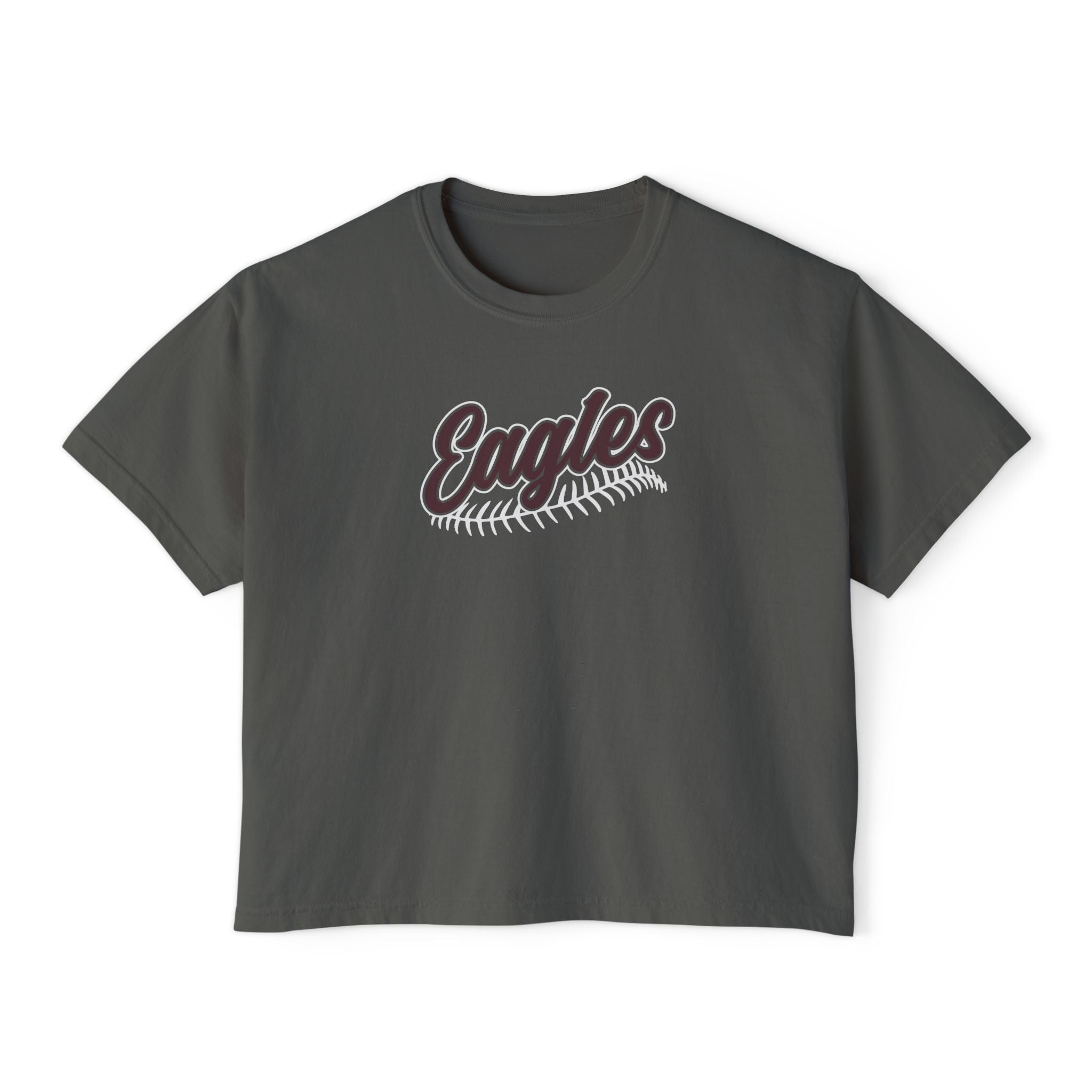 Women's New Albany Script Stitch Eagles Graphic Boxy Crop Short Sleeve Tee