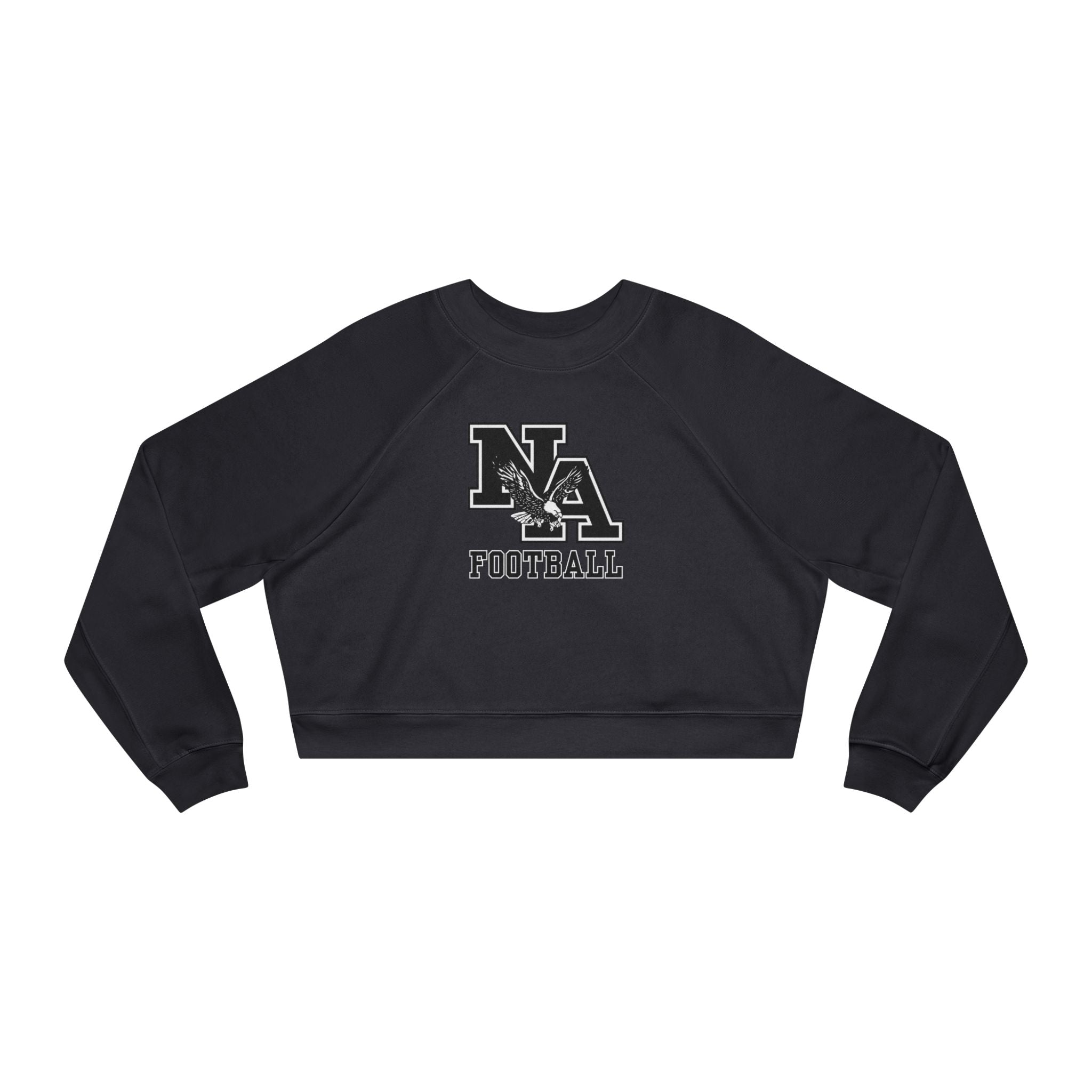 Women's Classic Logo Black Football Graphic Cropped Fleece Sweatshirt
