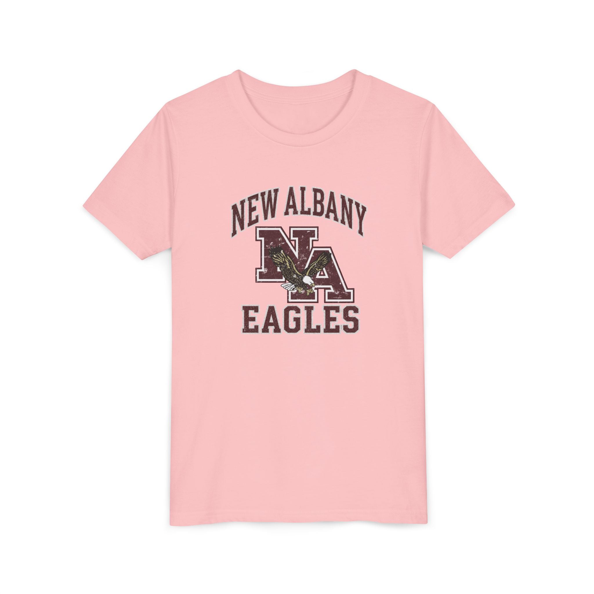 Youth New Albany Vintage Vibes Football Logo Graphic Short Sleeve Bella + Canvas Soft Tee