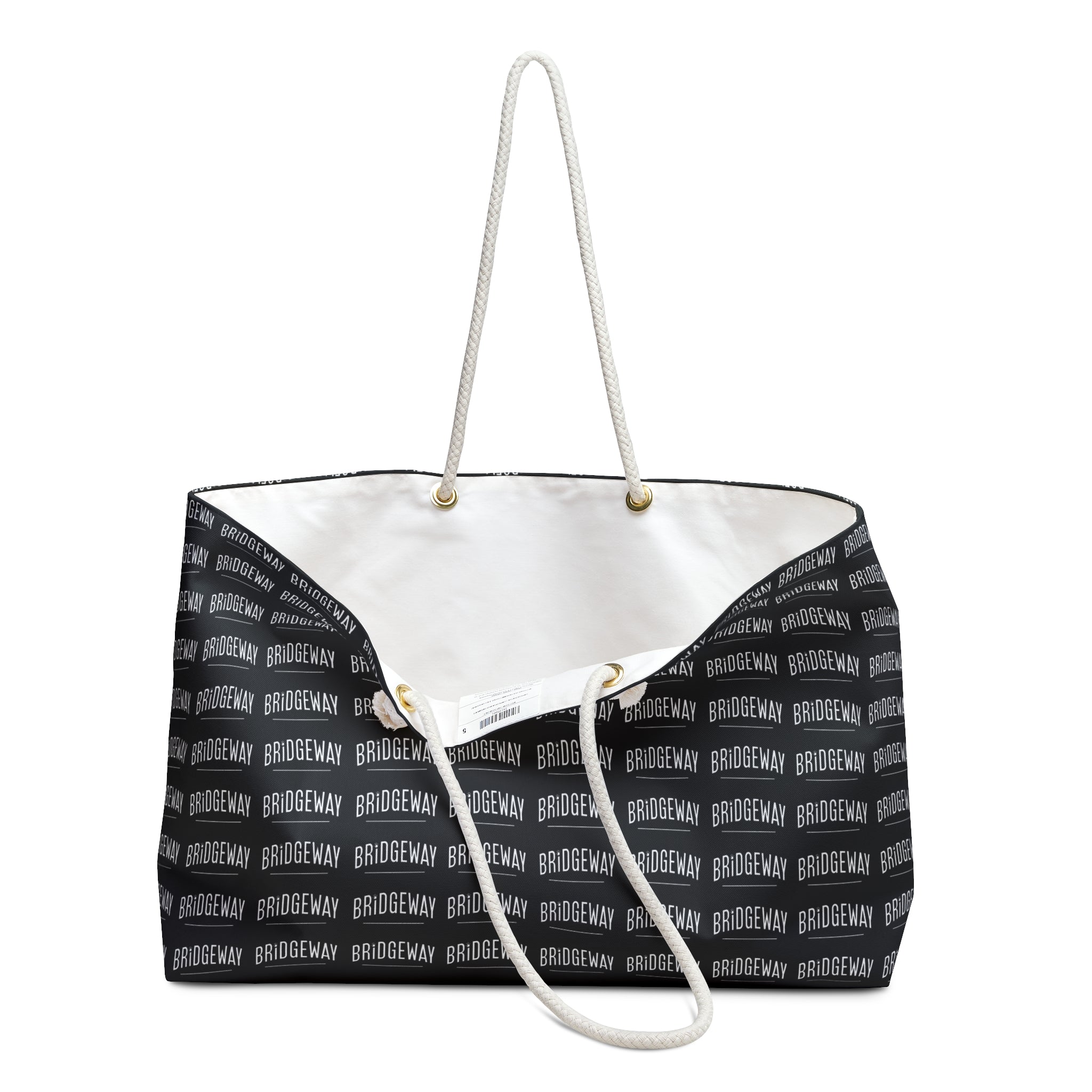 Bridgeway Allover Classic Logo Large Black and White Tote