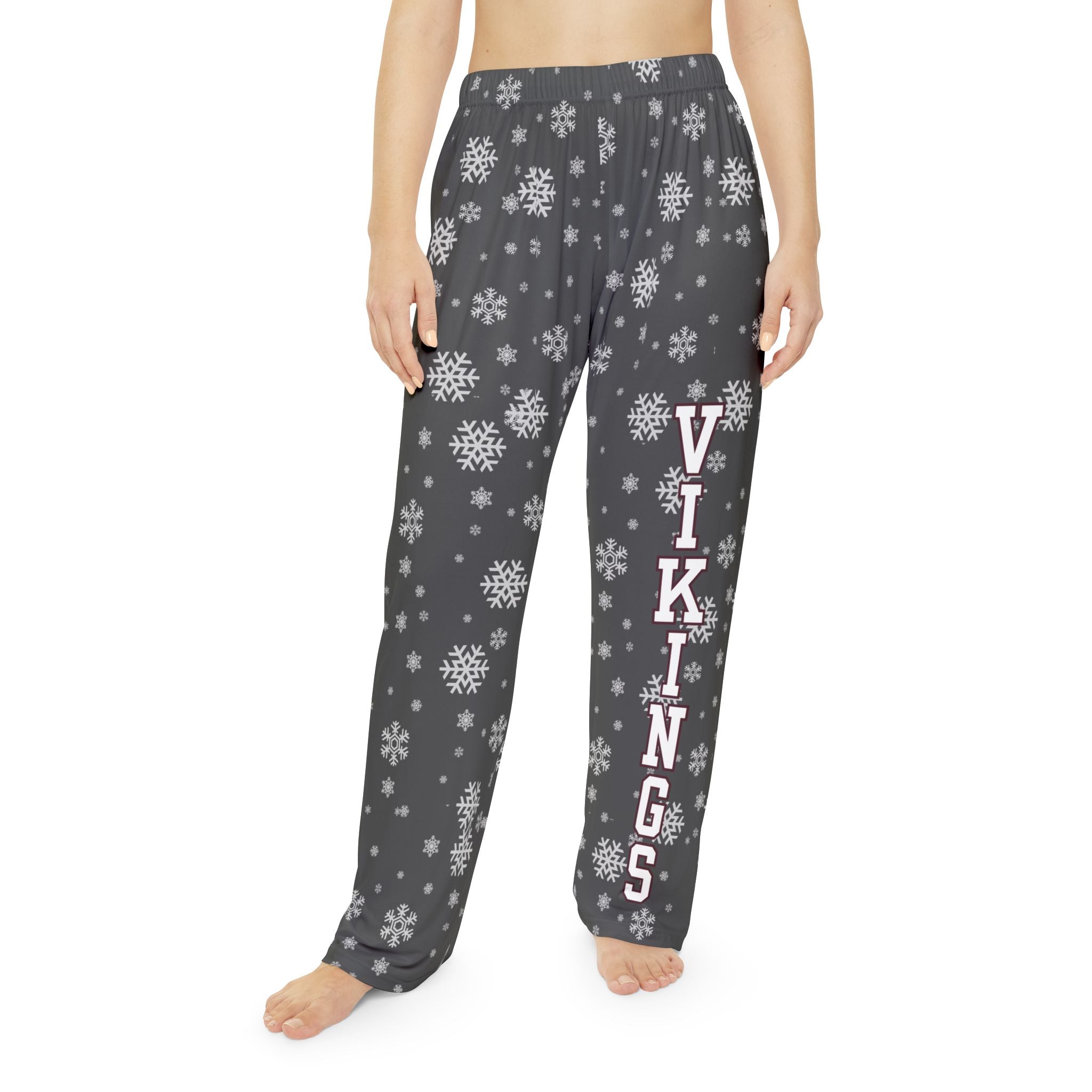 Women's Columbus Academy Vikings Spirited Snowflake Grey Printed Pajama Pants