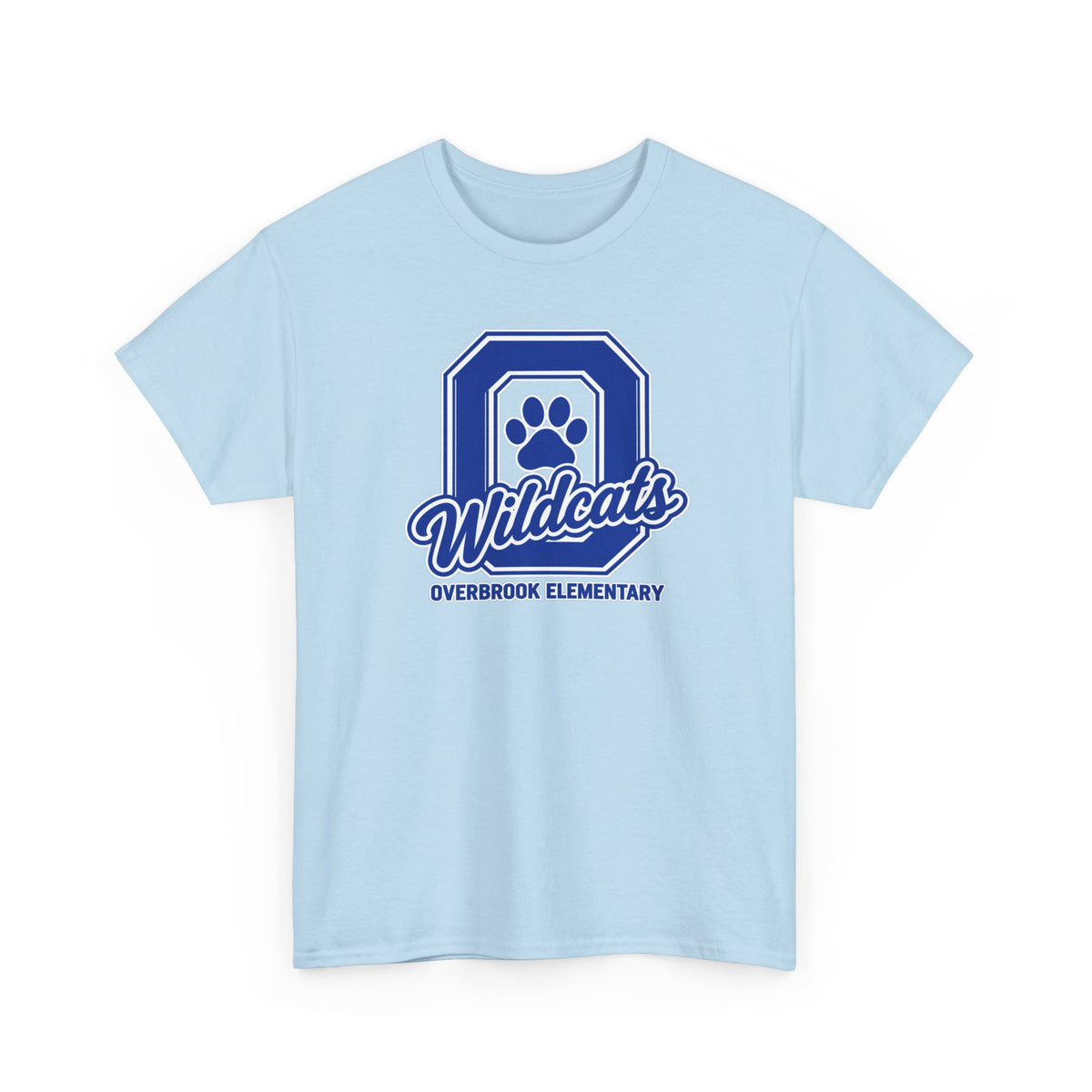 Adult Unisex Overbrook Elementary Wildcats Block Letter Graphic Gildan Classic Tee