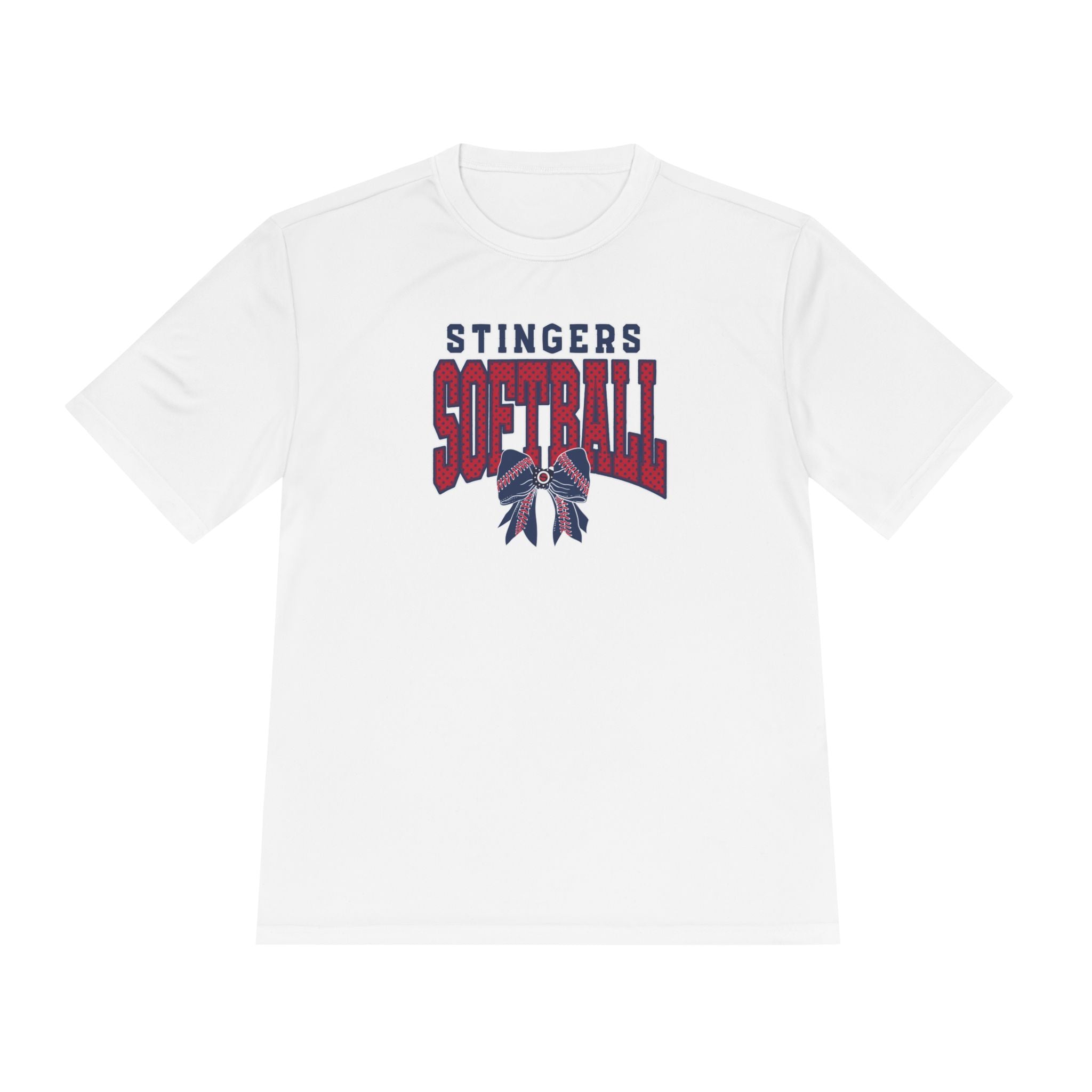 Adult Unisex Stingers Softball Stitched Bow Graphic Sport-Tek Competitor Performance Tee