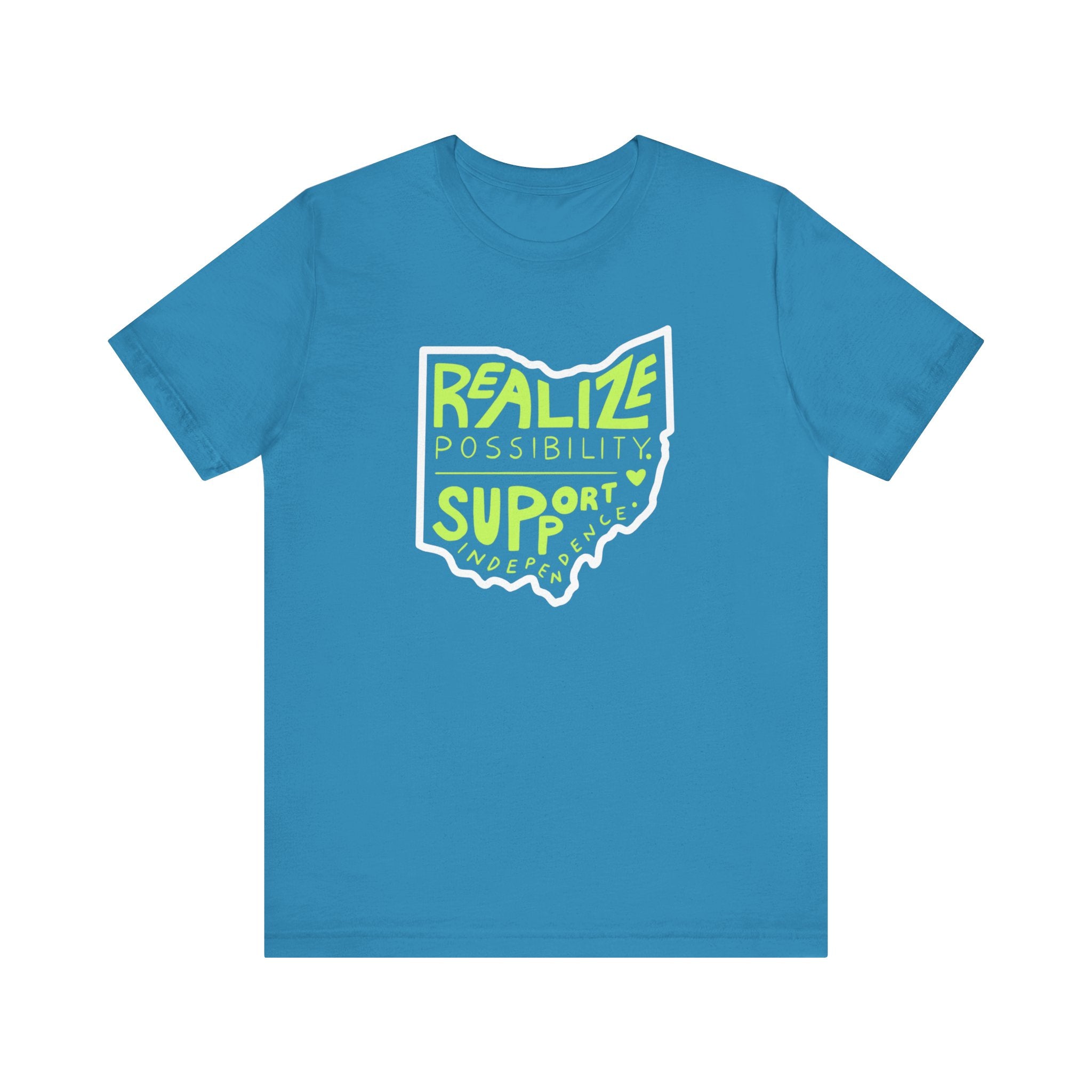 Adult Unisex Realize Possibility Support Independence Short Sleeve Soft Tee - Bridgeway Academy