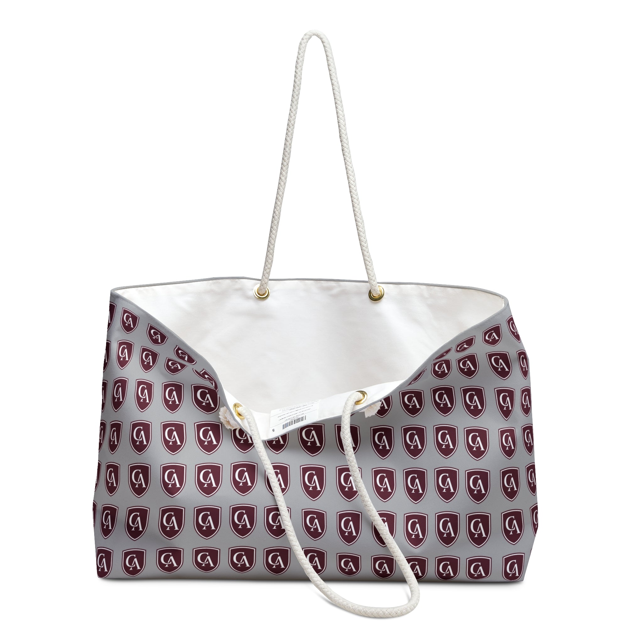 Columbus Academy Allover Logo Print Large Grey Tote