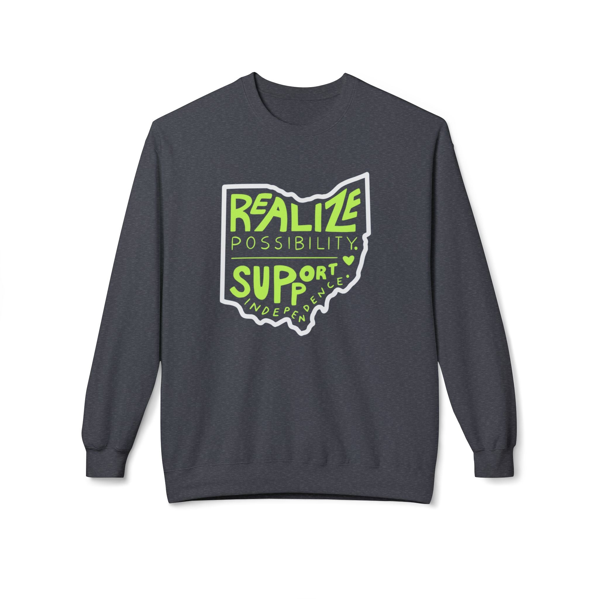 Adult Unisex Realize Possibility Support Independence Graphic Soft Style Sweatshirt