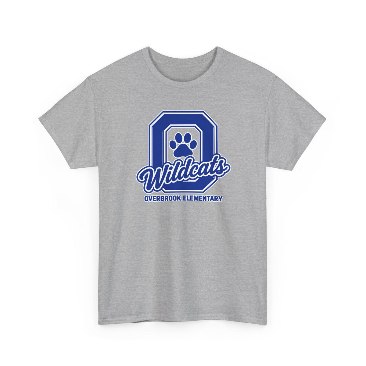Adult Unisex Overbrook Elementary Wildcats Block Letter Graphic Gildan Classic Tee