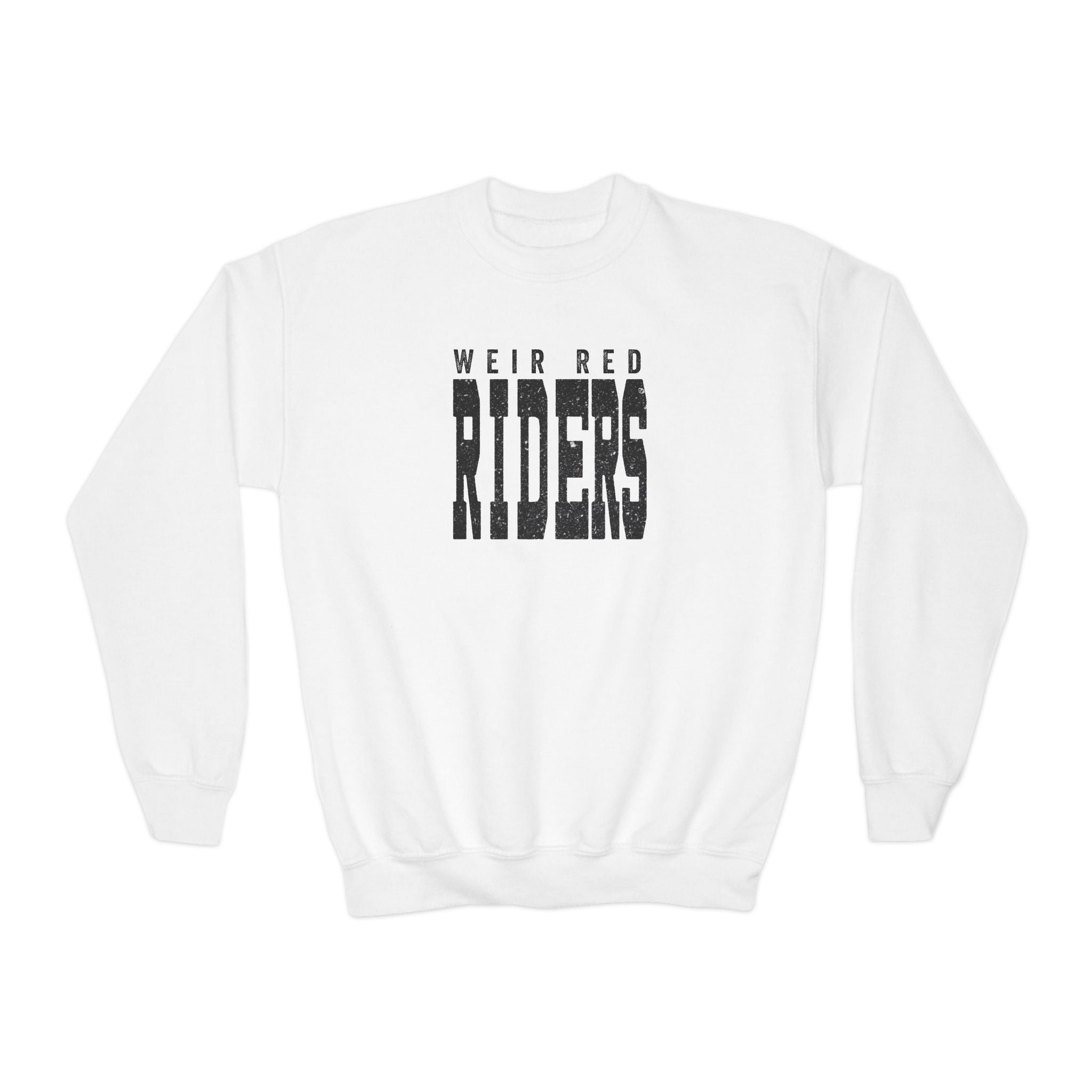 Youth Weir Red Riders Distressed Enlarged Graphic Gildan Heavy Blend Sweatshirt