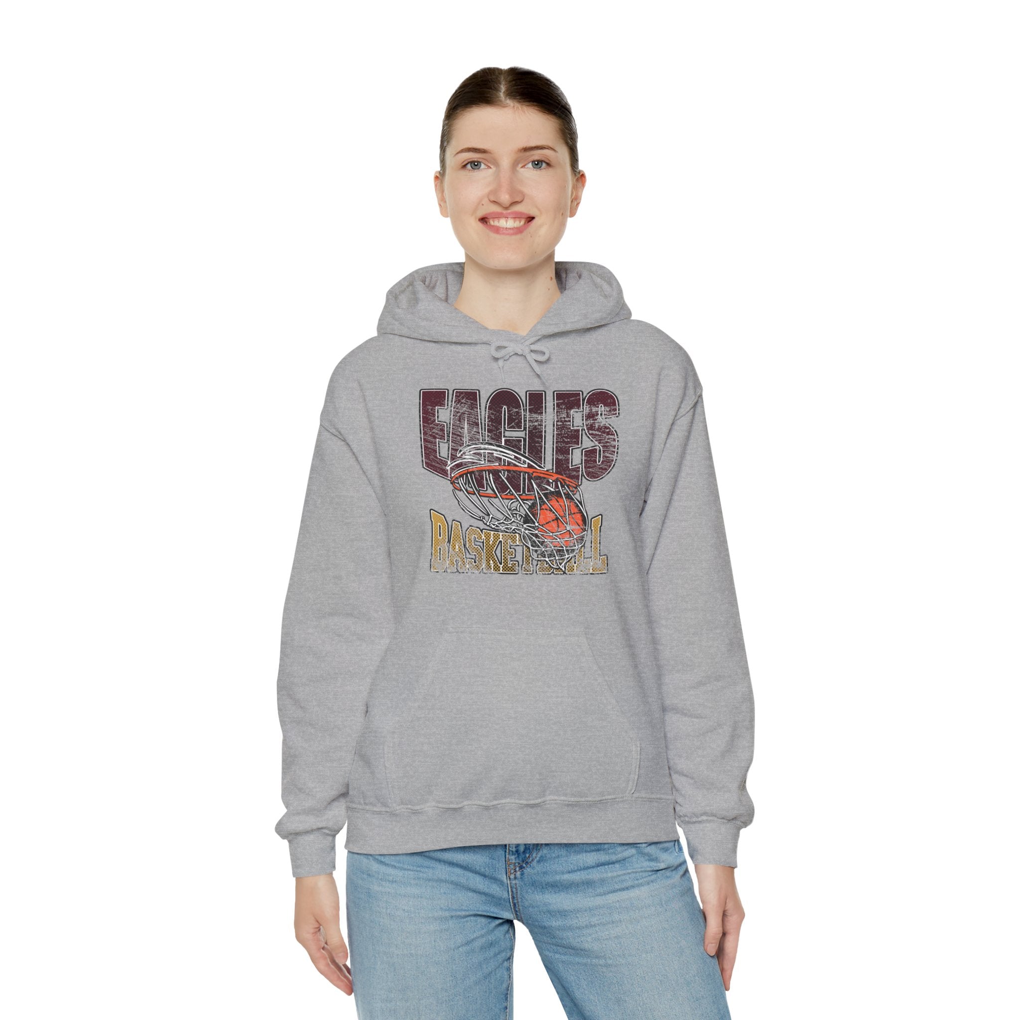 Adult Unisex Eagles Swish Distressed Basketball Graphic Hoodie