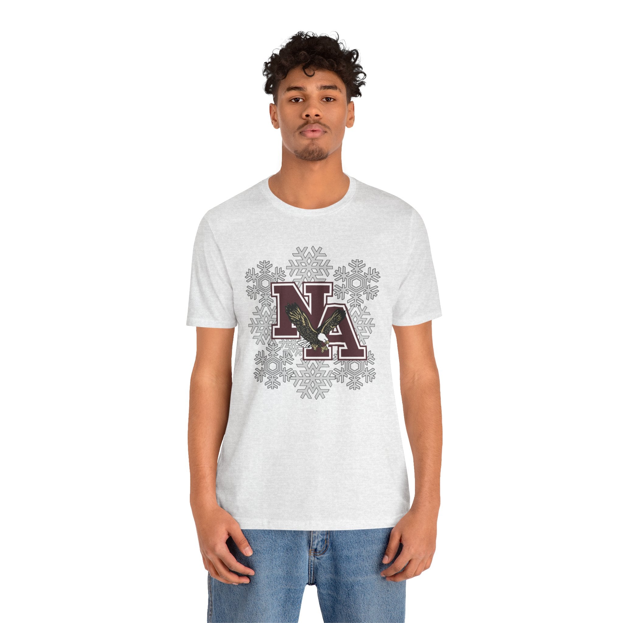 Adult Unisex New Albany Classic Logo Spirited Snowflake Graphic Short Sleeve Soft Tee