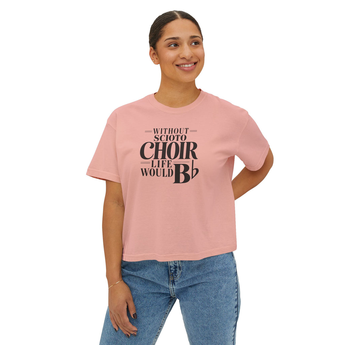 Women's Dublin Scioto Chiors Life would B-Flat Graphic Boxy Crop Short Sleeve Tee