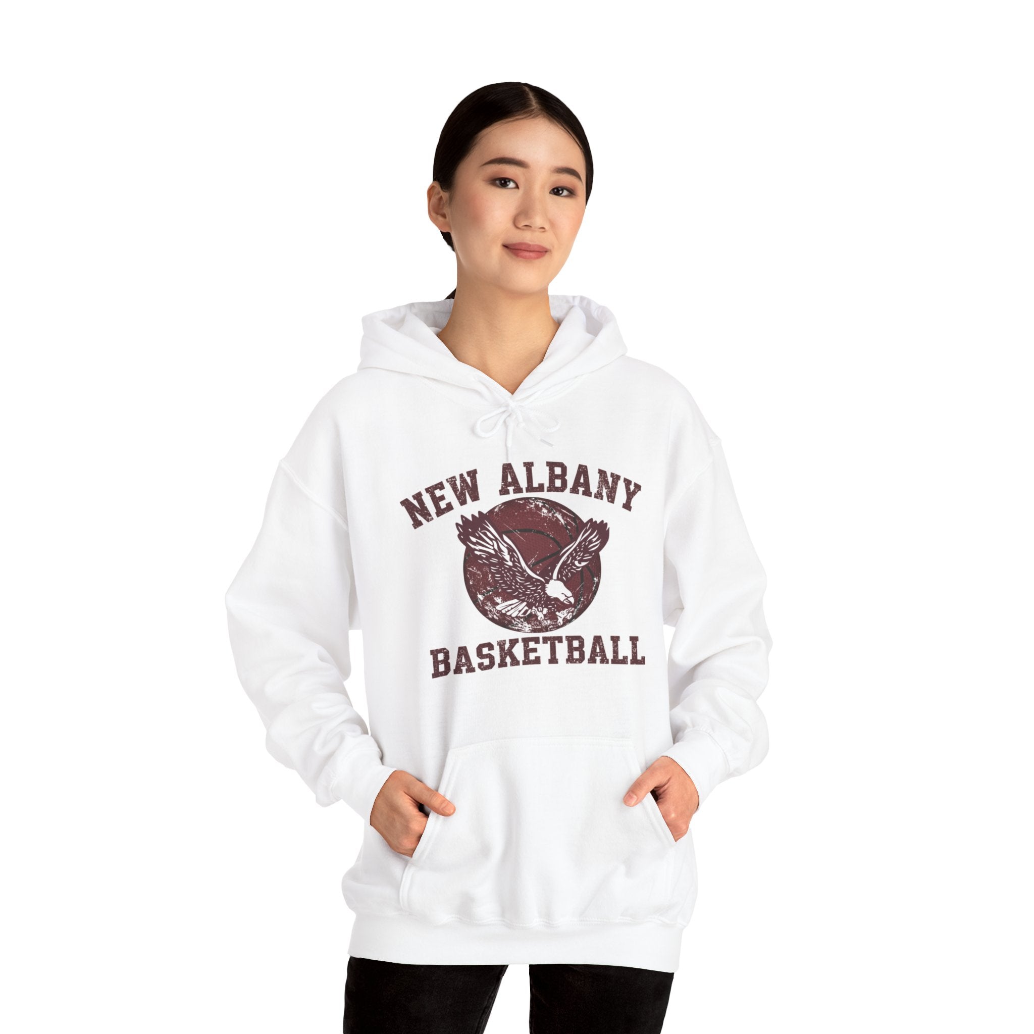 Adult Unisex New Albany Eagles Basketball Vintage Victory Graphic Hoodie