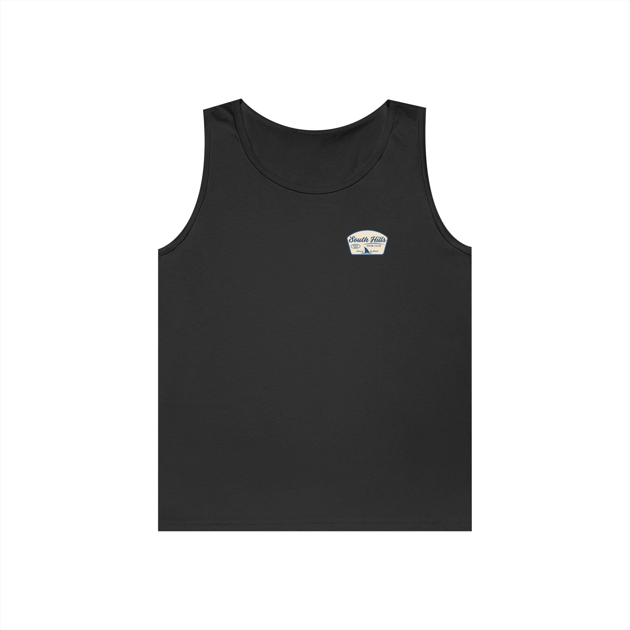 Adult Unisex South Hills Swim Club Home of the Sharks Graphic Tank