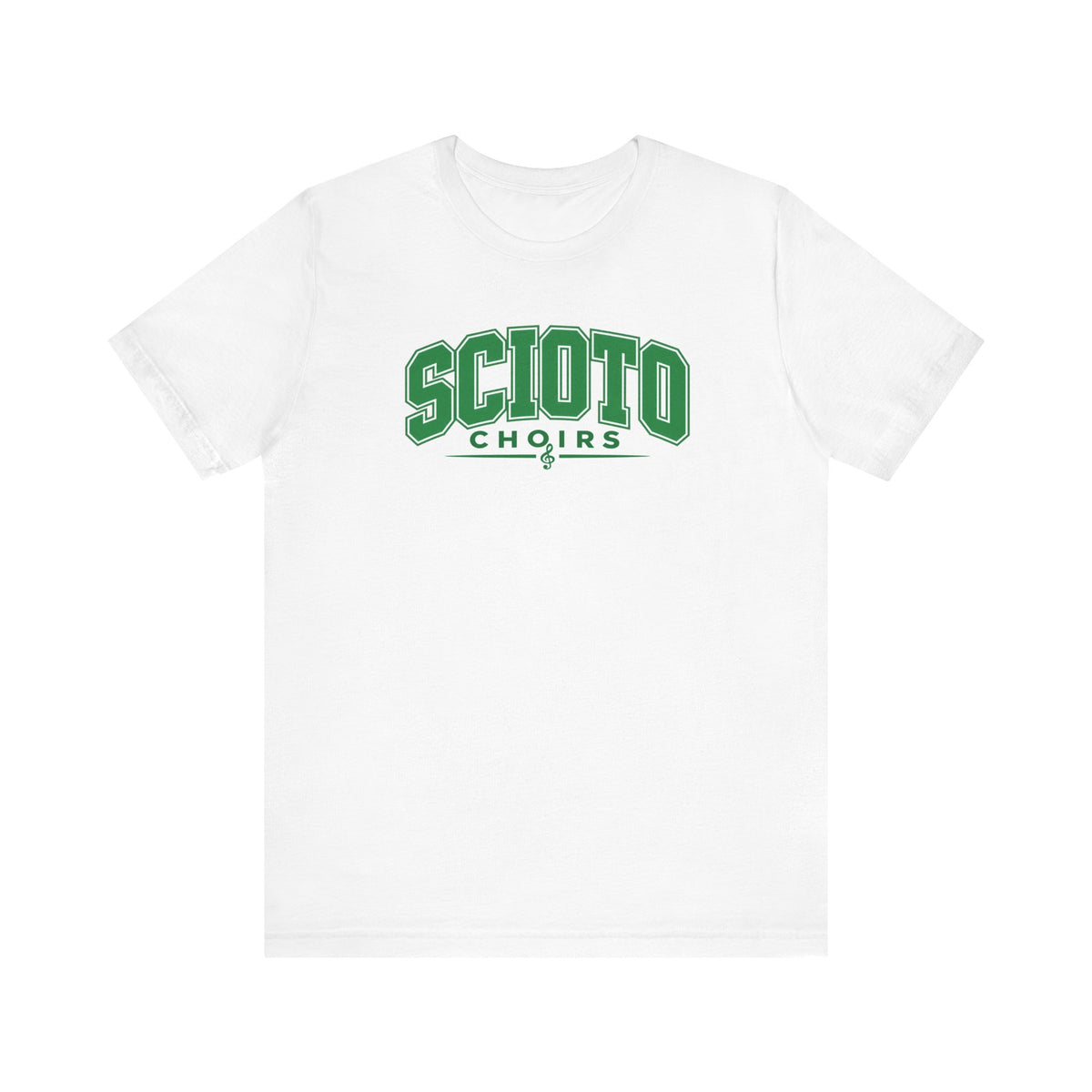Adult Unisex Dublin Scioto Choirs Varsity Block Letter Graphic Short Sleeve Soft Tee