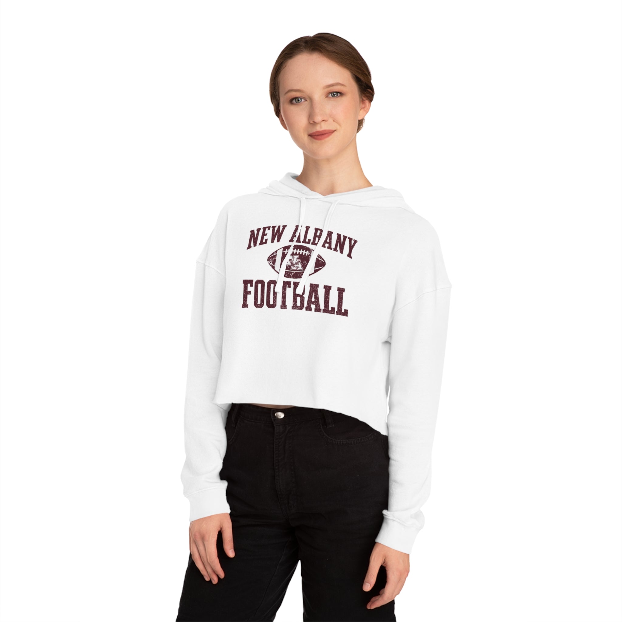 Women's New Albany Football Pride Graphic Crop Hoodie
