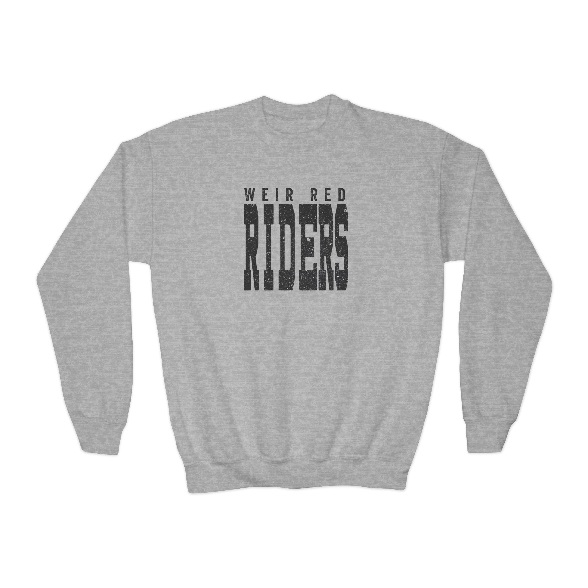 Youth Weir Red Riders Distressed Enlarged Graphic Gildan Heavy Blend Sweatshirt