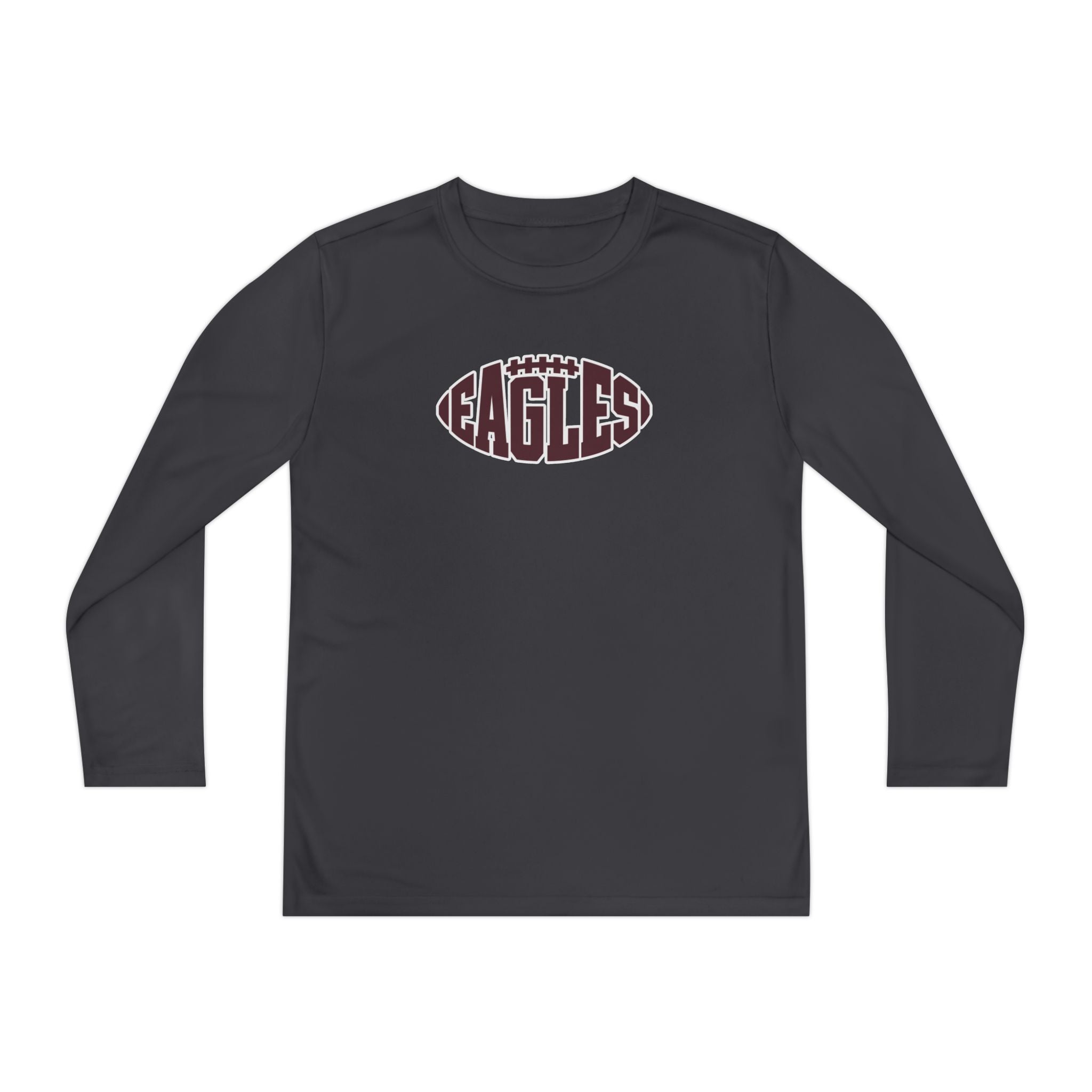 Youth New Albany Football Eagle Ball Graphic Sport-Tek Competitor Performance Long Sleeve Tee