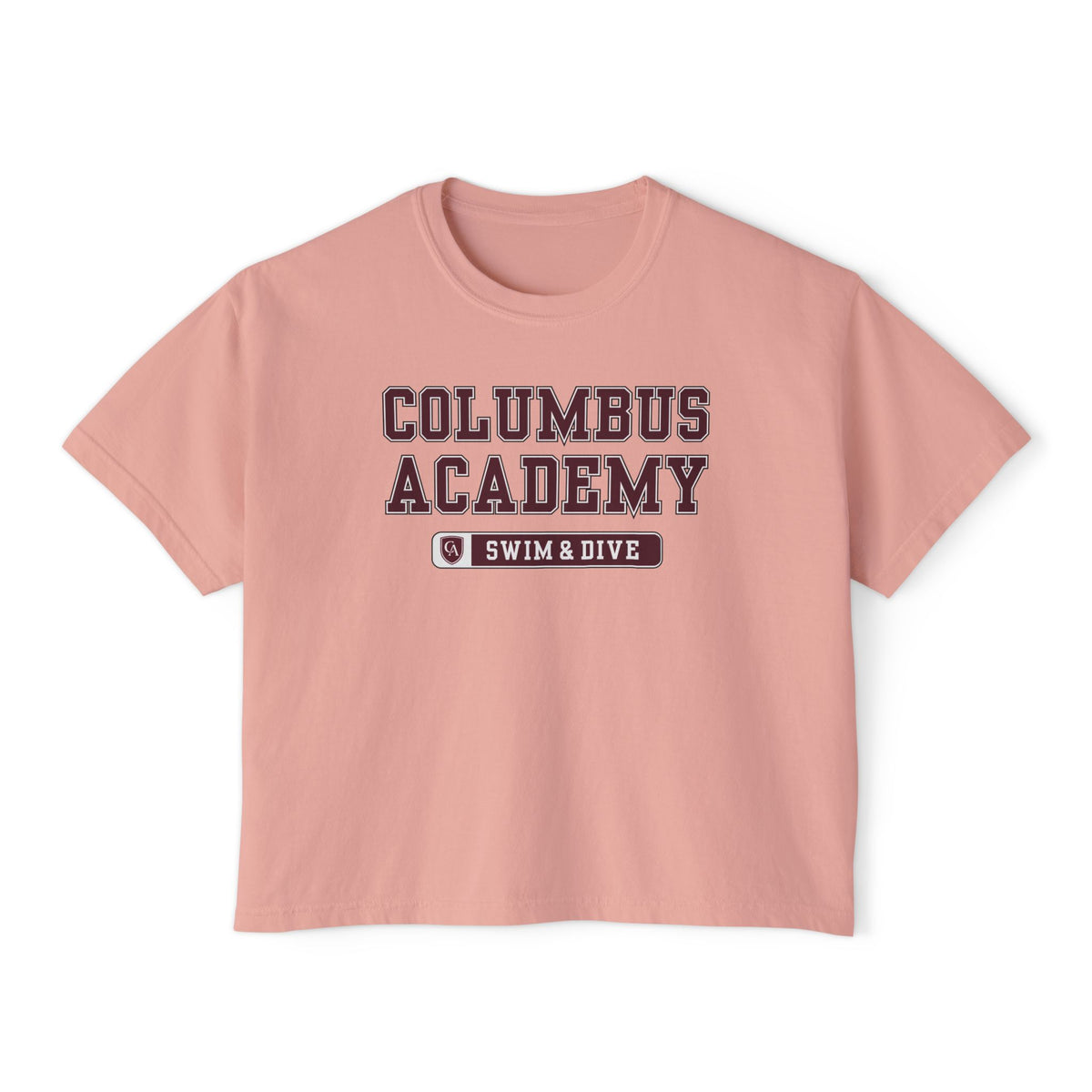 Women's Columbus Academy Swim & Dive Graphic Boxy Crop Short Sleeve Tee