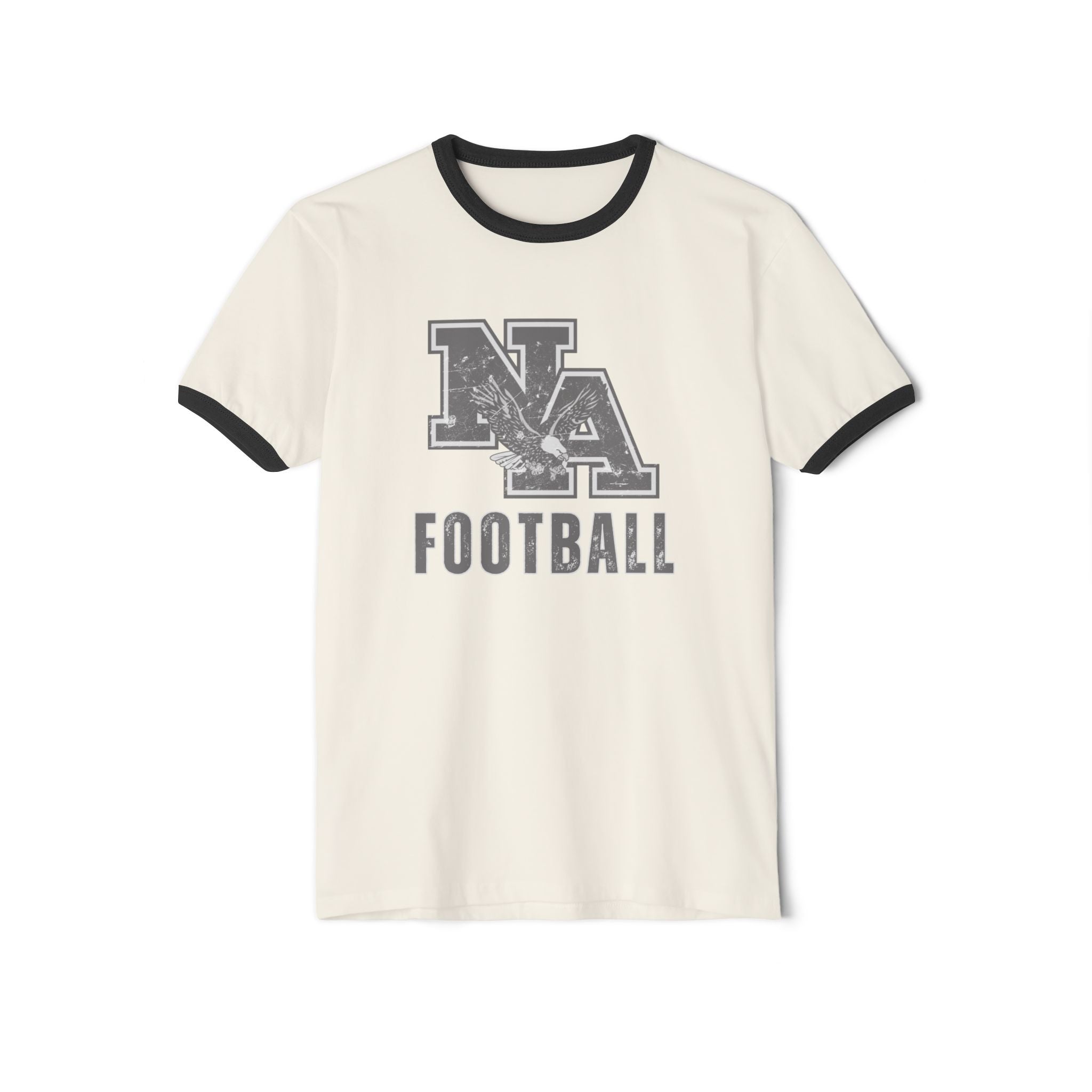 Adult Unisex Distressed Vintage Football Logo Graphic Short Sleeve Ringer Tee