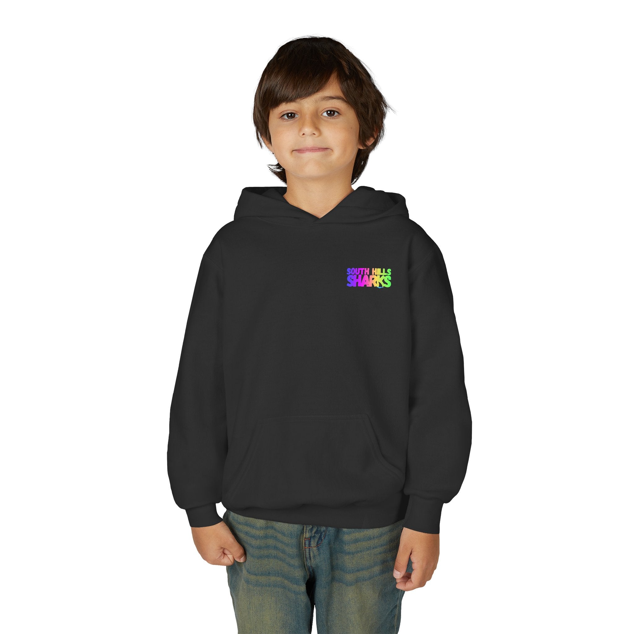 Youth South Hills Swim Team Neon Rainbow Graphic Hoodie