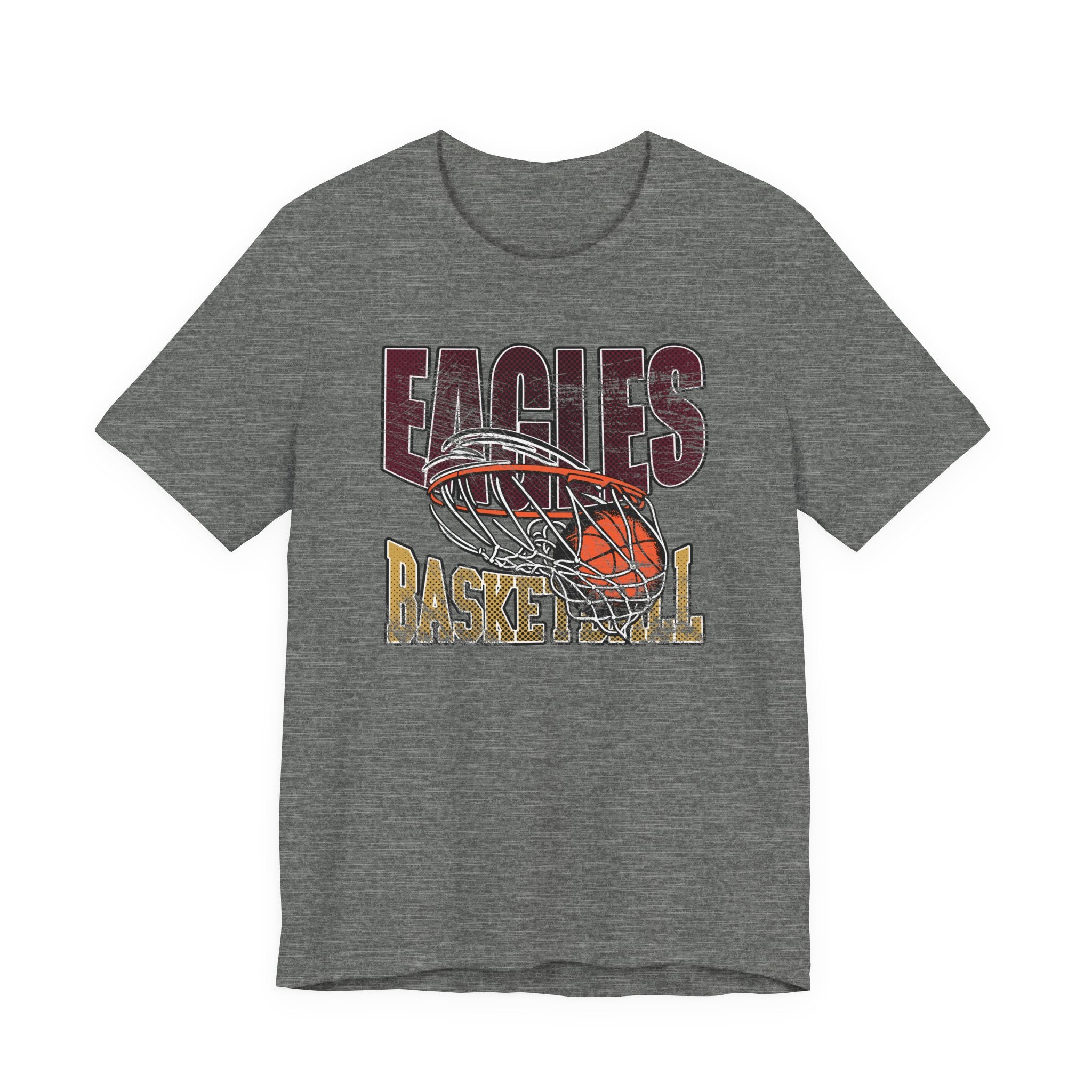 Adult Unisex Eagles Swish Distressed Basketball Graphic Short Sleeve Soft Tee