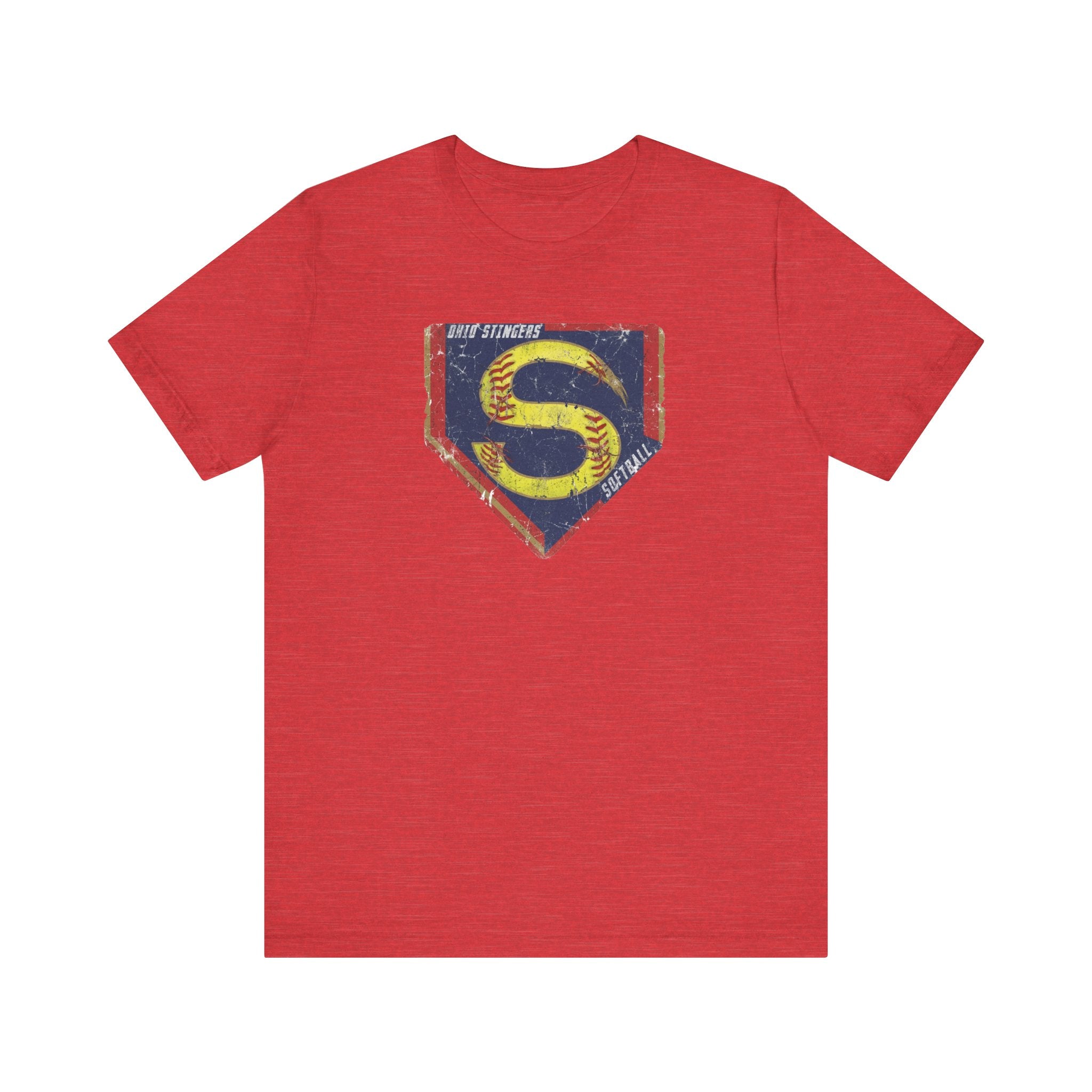 Adult Unisex Stingers Softball Distressed Logo Graphic Short Sleeve Bella + Canvas Soft Tee
