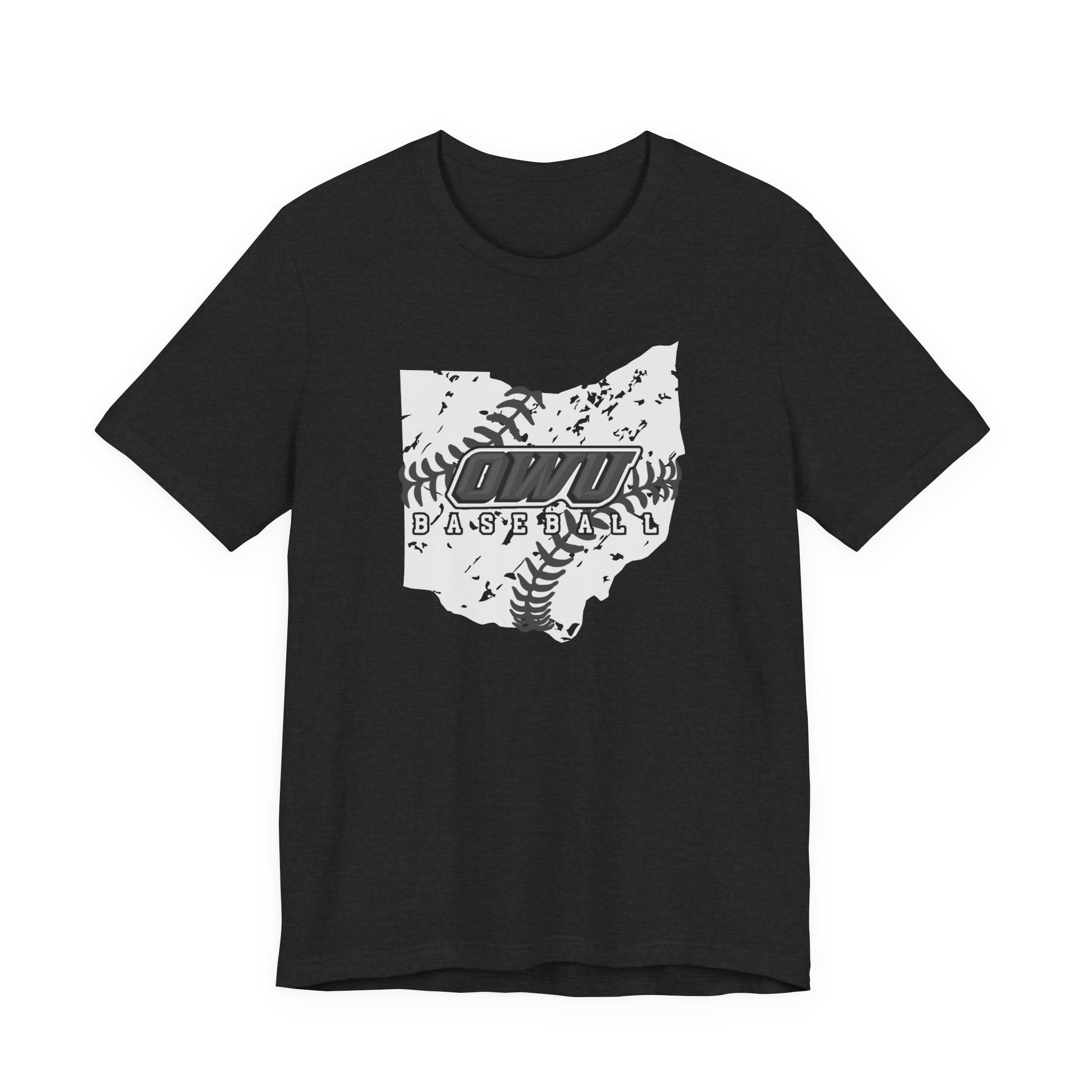 Adult Unisex OWU Baseball Stitches Distressed Ohio Graphic Short Sleeve Soft Tee