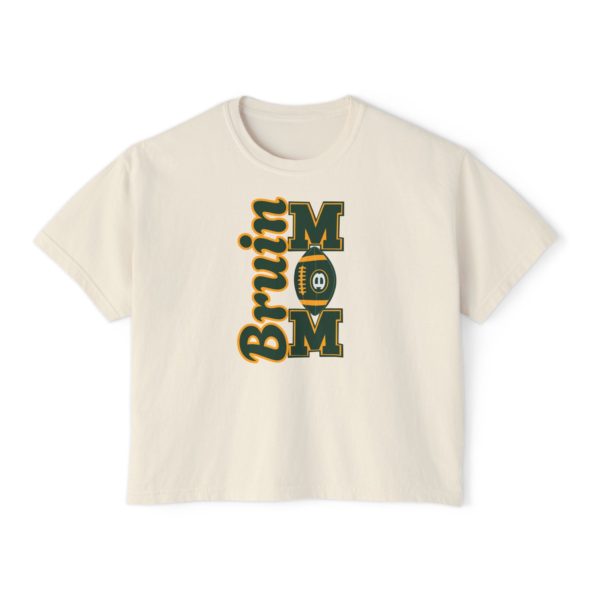 Women's Bruin Football Mom Graphic Boxy Crop Short Sleeve Tee