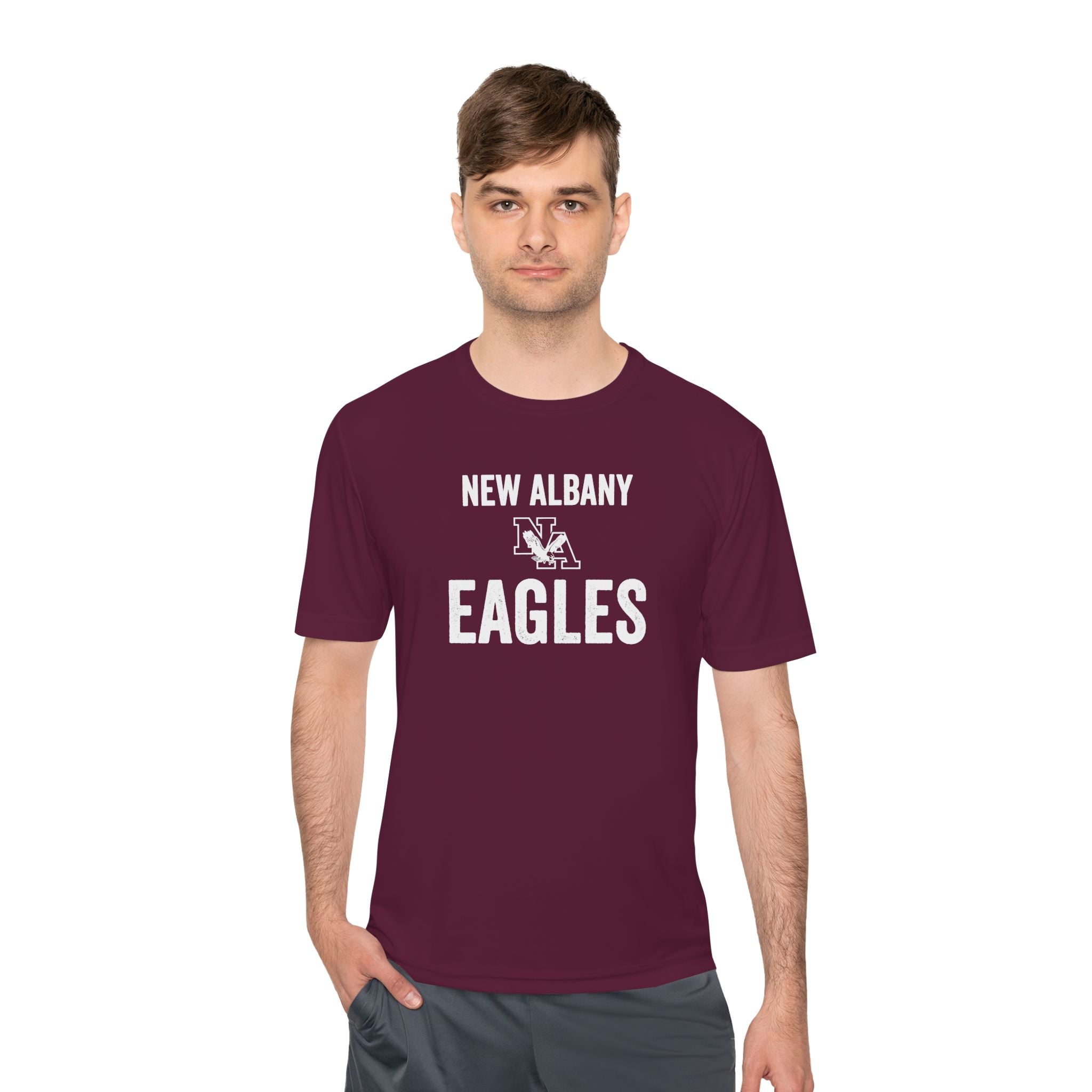 Adult Unisex Vintage Distressed New Albany Eagles Graphic Short Sleeve Performance Tee