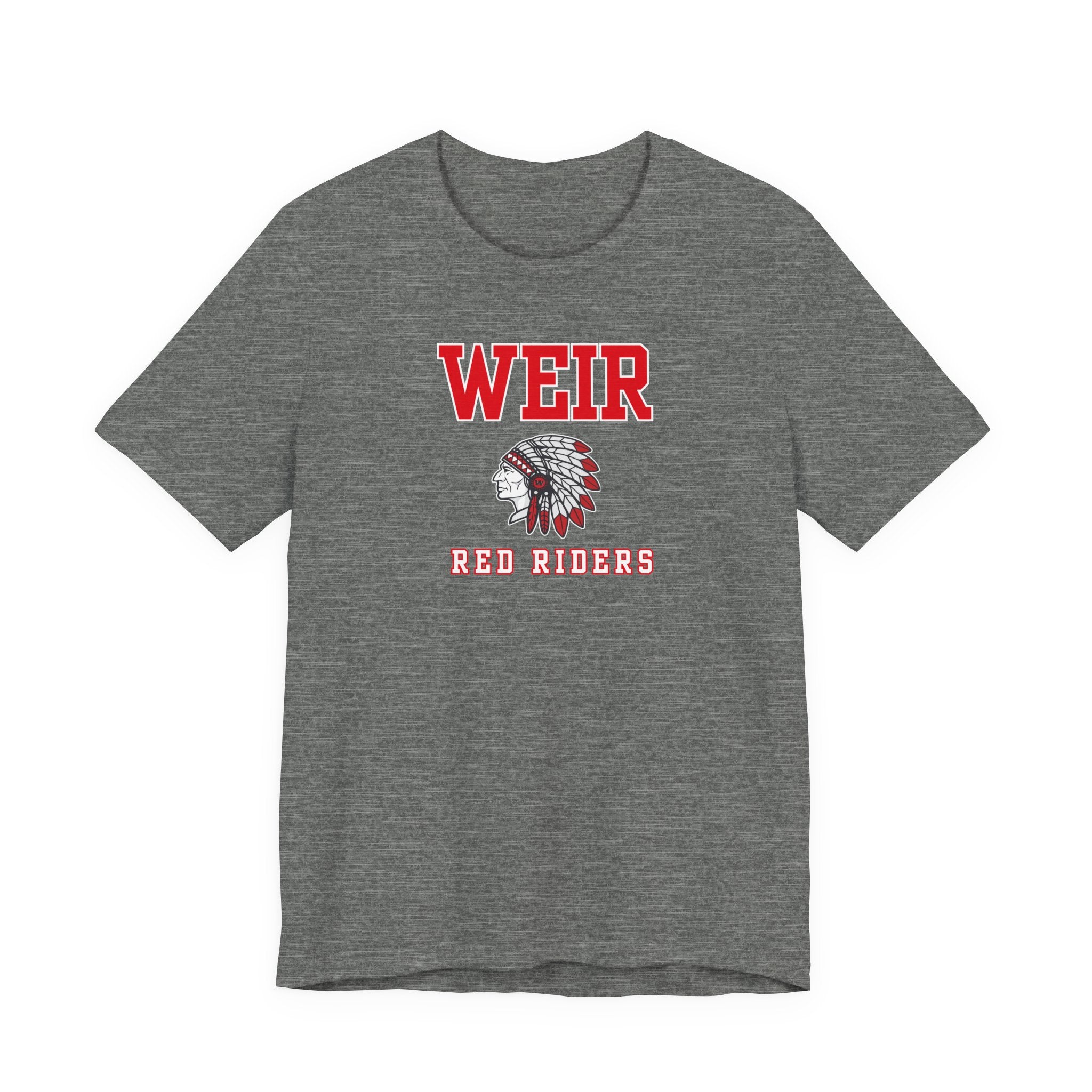 Adult Unisex Weir Red Riders Classic Mascot Graphic Short Sleeve Bella + Canvas Soft Tee