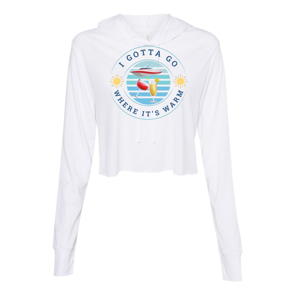 Women's I Gotta Go Where It's Warm Graphic Super Soft Long Sleeve Cropped Hooded Tee