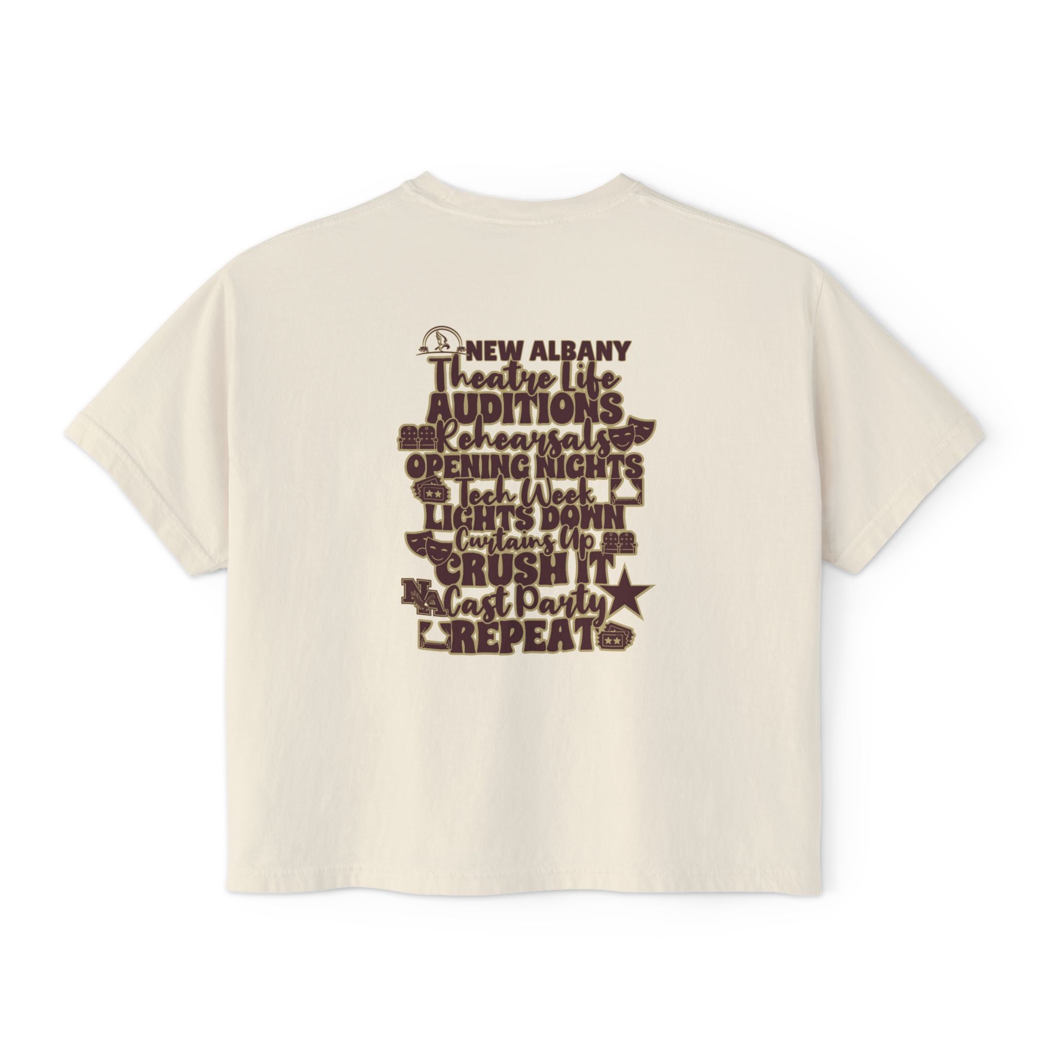 Women's New Albany Theatre Cast & Crew Graphic Boxy Crop Short Sleeve Tee