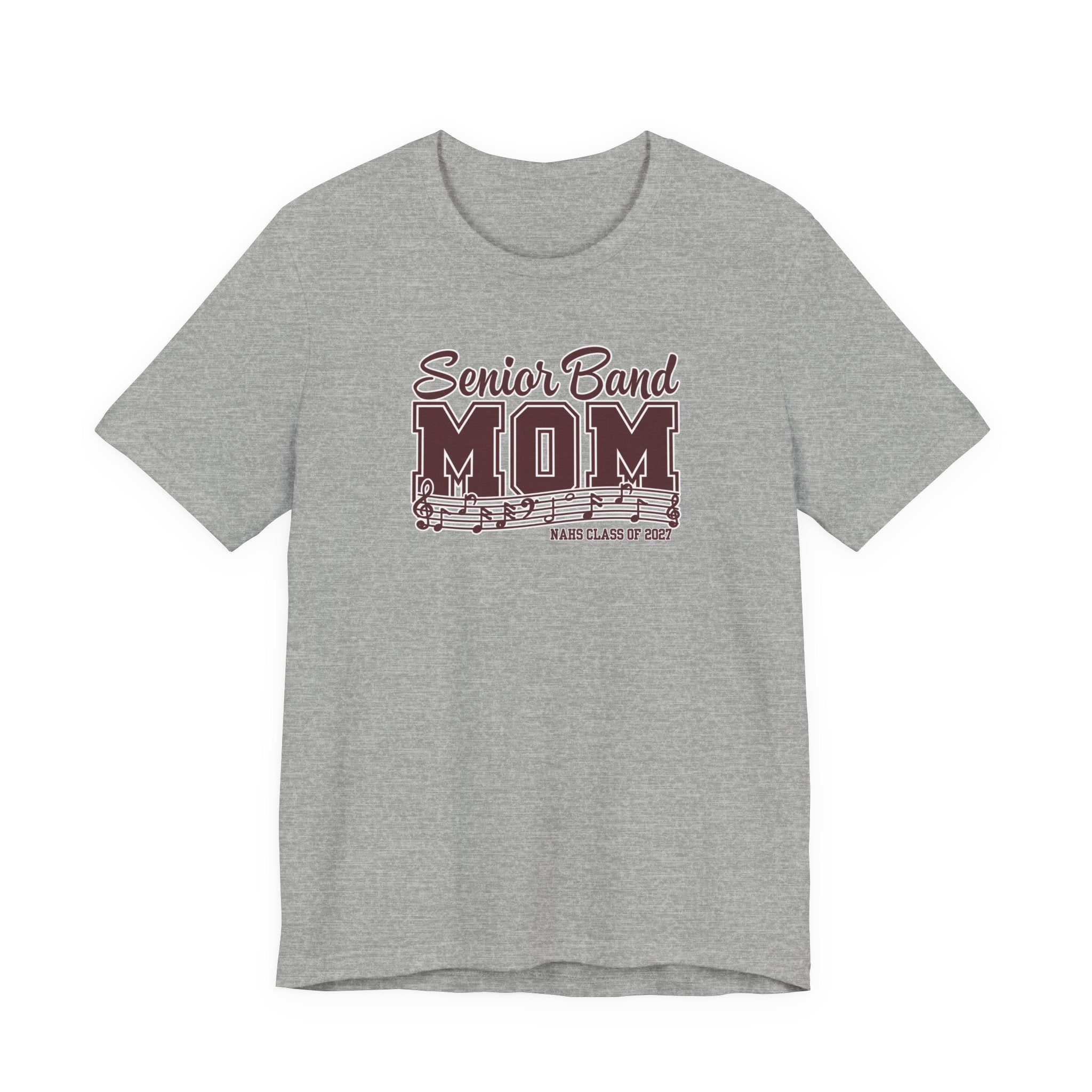 Adult Unisex New Albany 2027 Senior Band Mom Graphic Short Sleeve Bella + Canvas Soft Tee