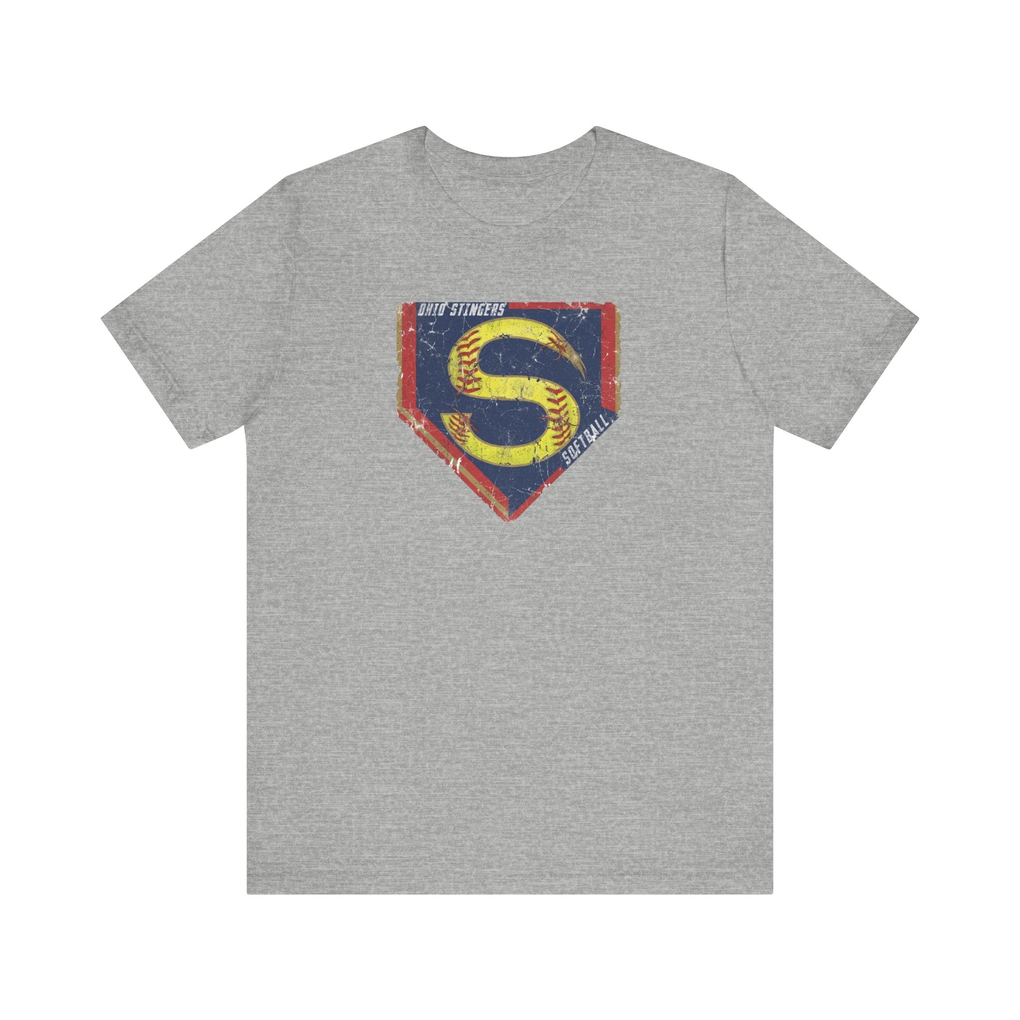 Adult Unisex Stingers Softball Distressed Logo Graphic Short Sleeve Bella + Canvas Soft Tee