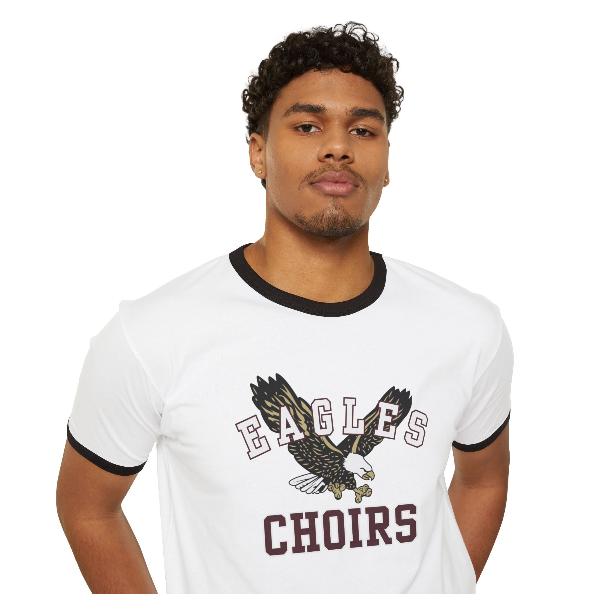 Adult Unisex Flying Choirs Eagle Graphic Short Sleeve Ringer Tee