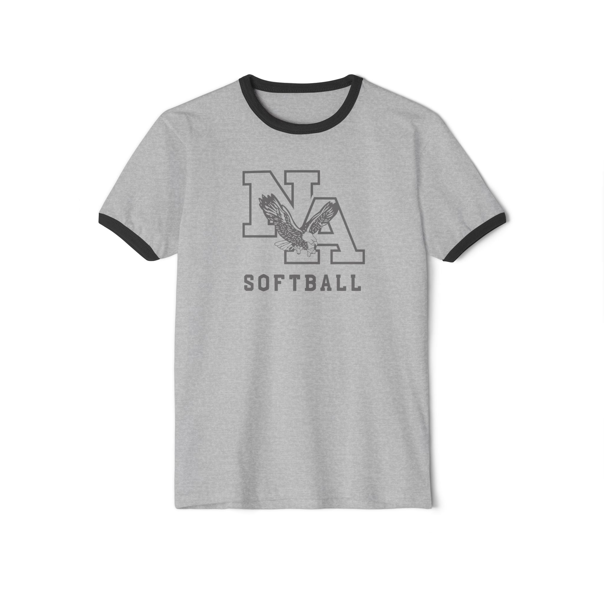 Adult Unisex New Albany Grey Tonal Softball Logo Graphic Short Sleeve Ringer Tee