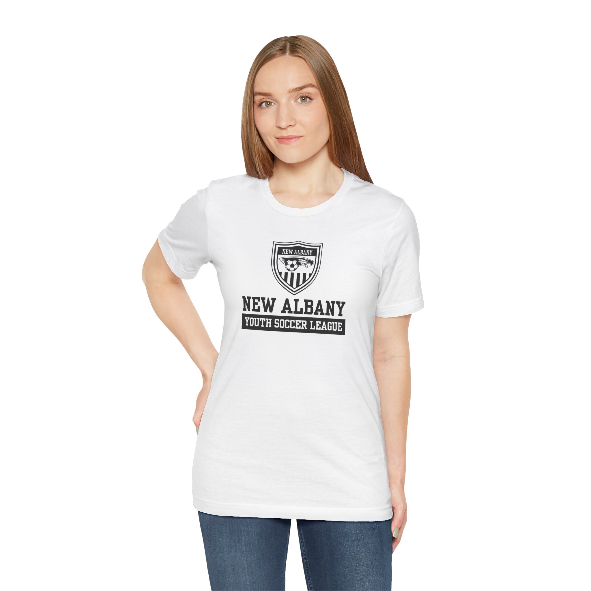 Adult Unisex New Albany Youth Soccer League Game Day Graphic Short Sleeve Bella + Canvas Soft Tee