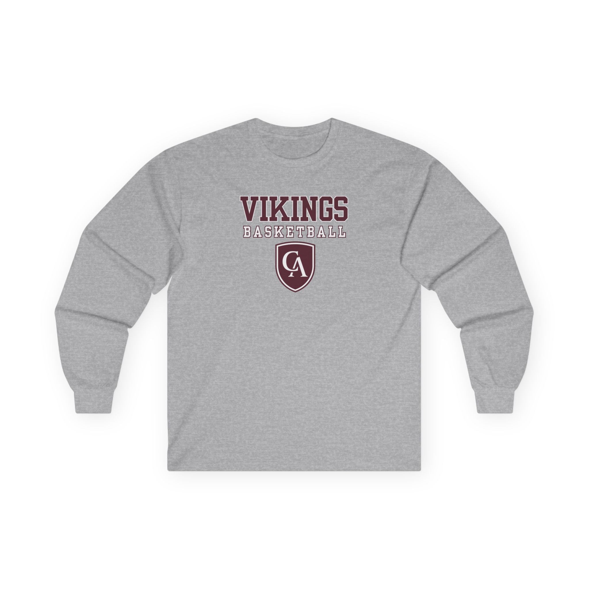Adult Unisex Columbus Academy Vikings Basketball Graphic Gildan Long Sleeve Tee