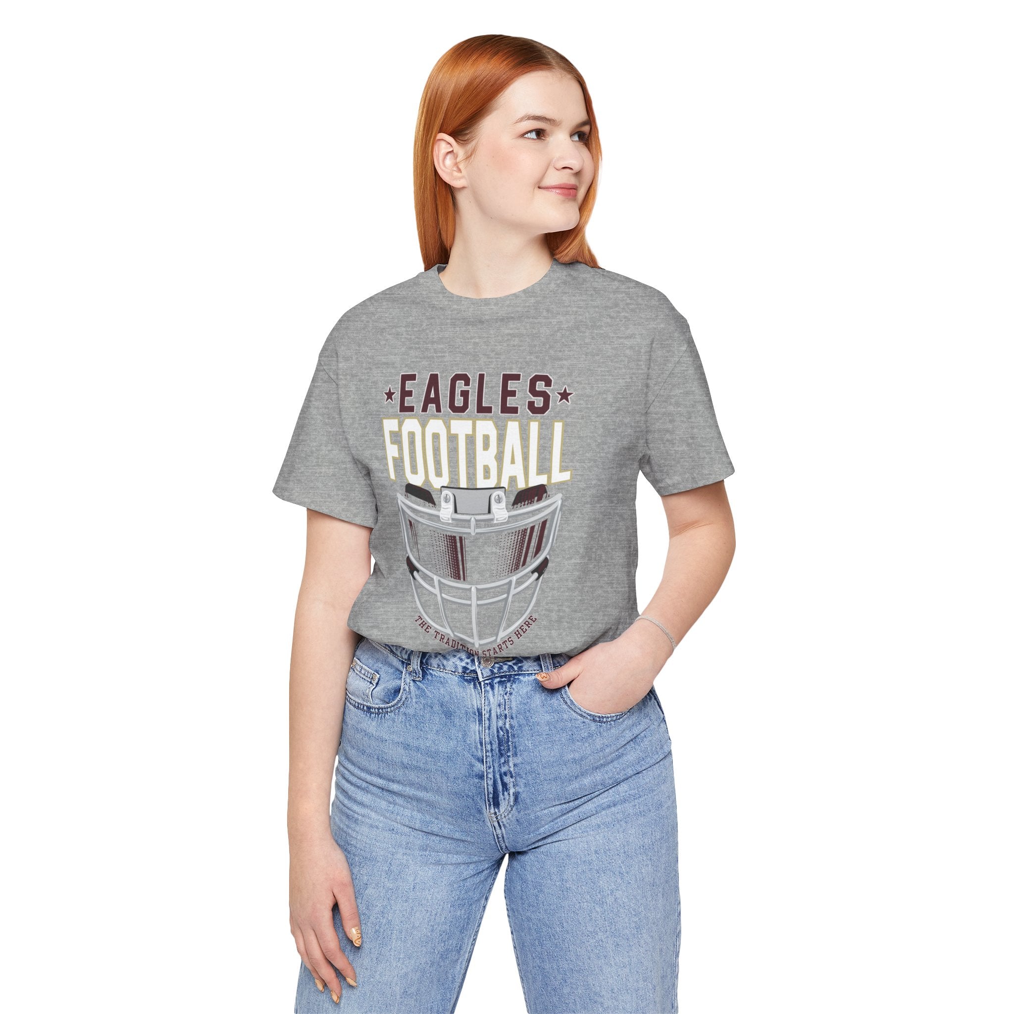 Adult Unisex Eagles White Hype Helmet Graphic Short Sleeve Soft Tee