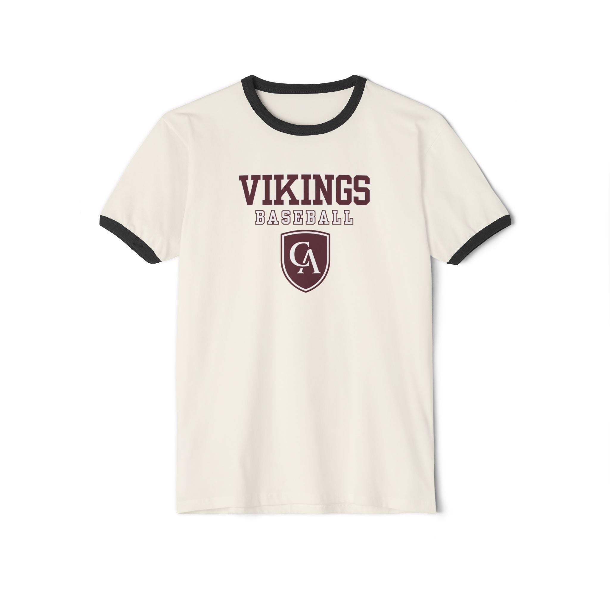 Adult Unisex Columbus Academy Vikings Baseball Graphic Short Sleeve Ringer Tee