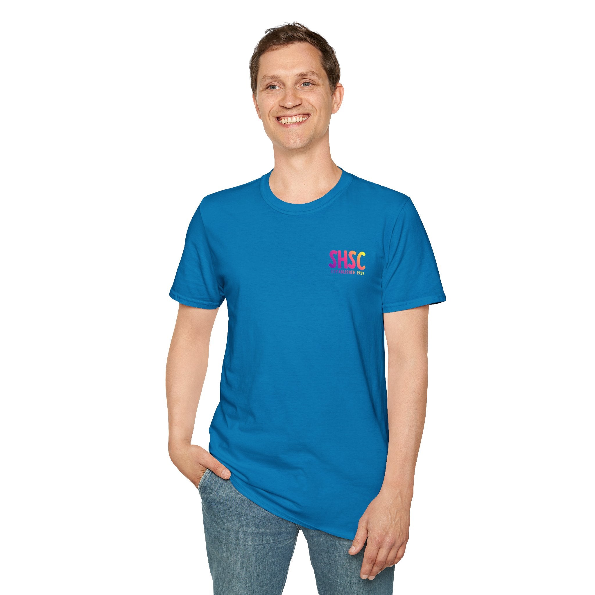 Adult Unisex South Hills Swim Club SHSC Ombre Graphic Short Sleeve Gildan Softstyle Tee