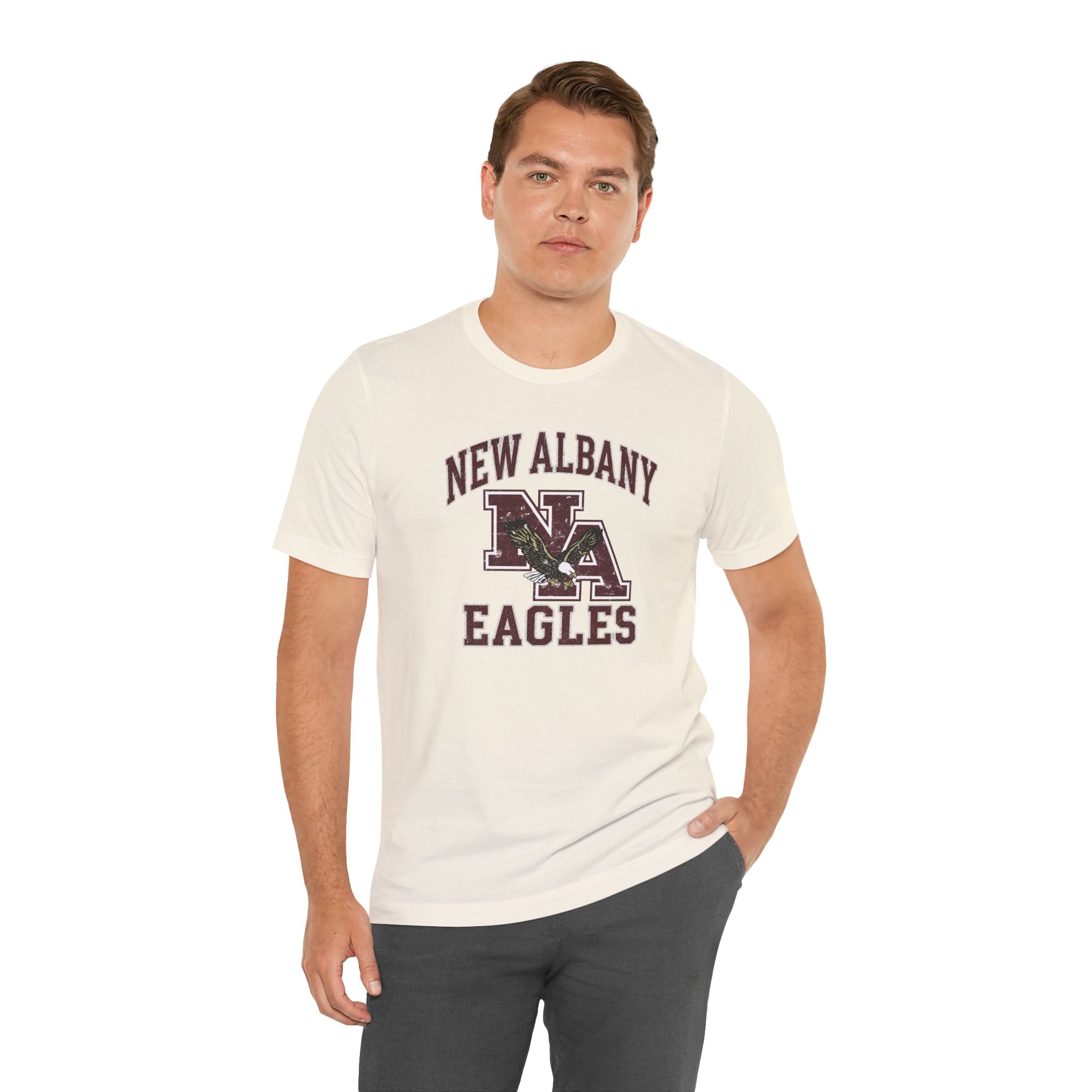 Adult Unisex New Albany Vintage Vibes Football Logo Graphic Short Sleeve Soft Tee