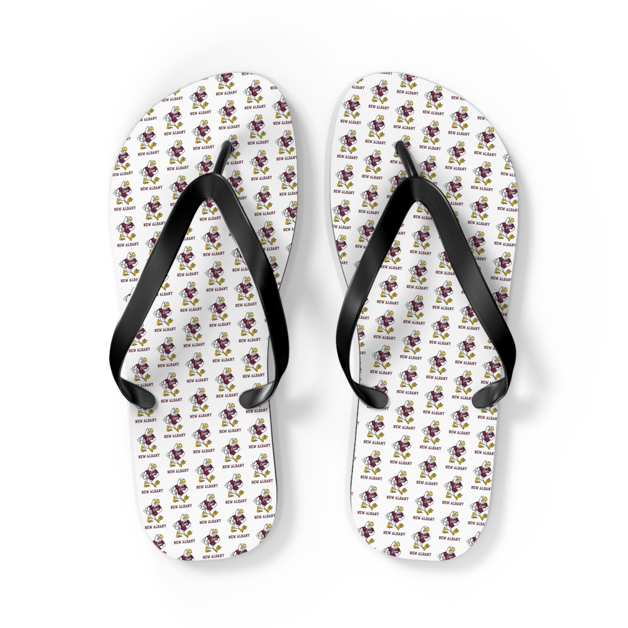 Adult Unisex Vintage Fighting Eagle White Flip Flops - New Albany Eagles