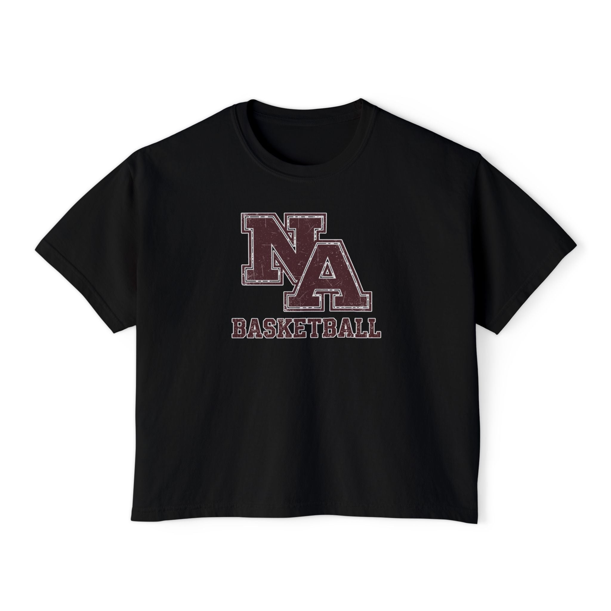 Women's New Albany Basketball Vintage Vibe Logo Graphic Boxy Crop Short Sleeve Tee