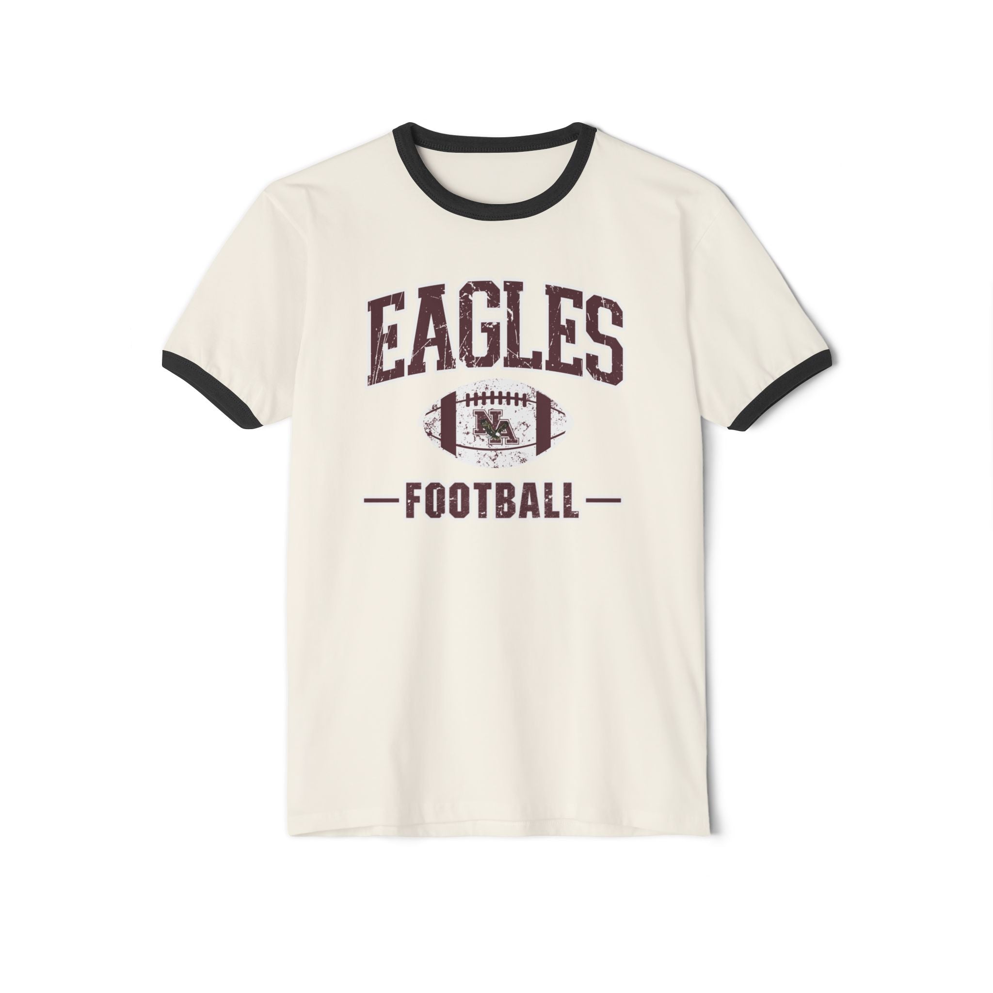 Adult Unisex Eagles Football Vintage Distressed Graphic Short Sleeve Ringer Tee