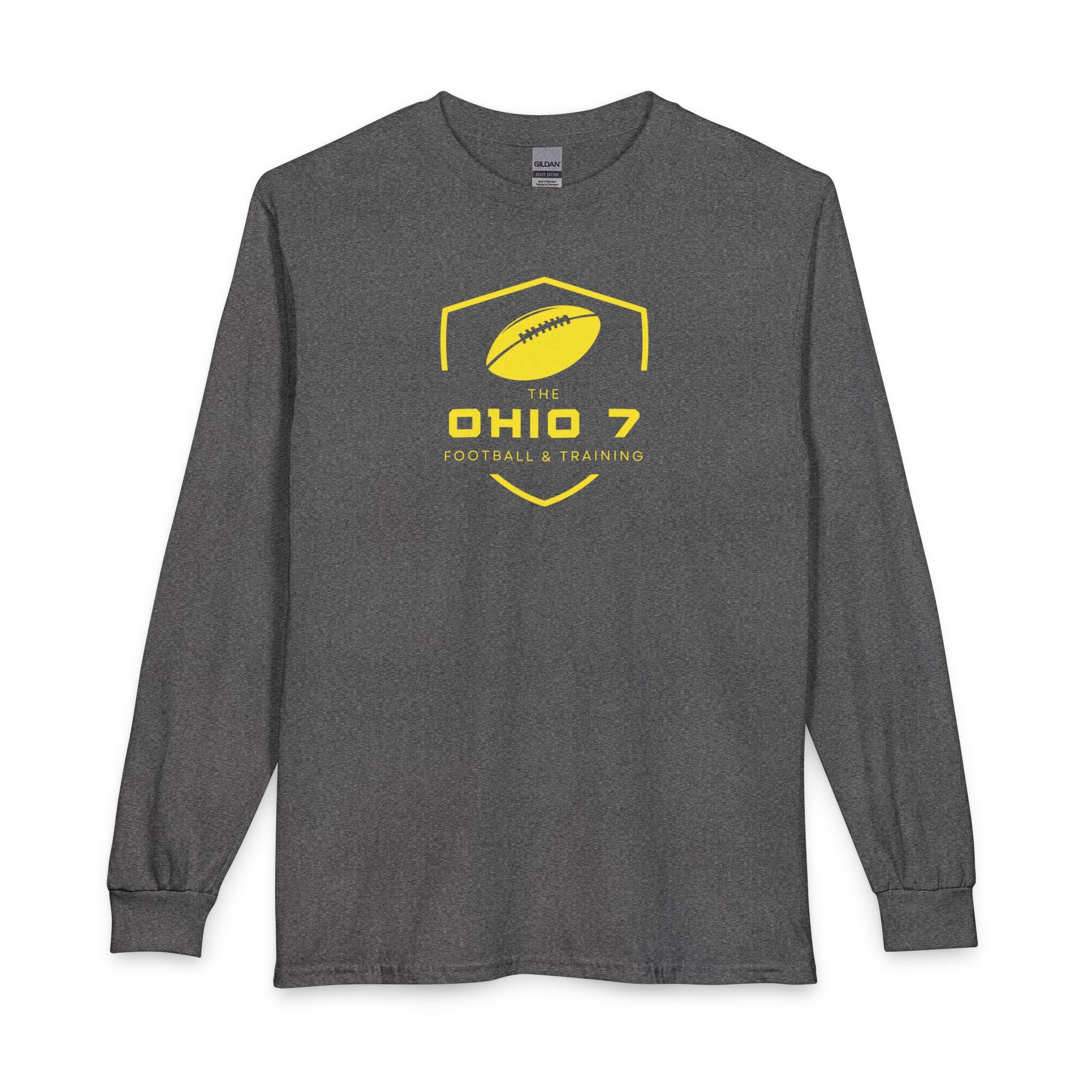 Adult Unisex The Ohio 7 Yellow Logo Long Sleeve Gildan Tee