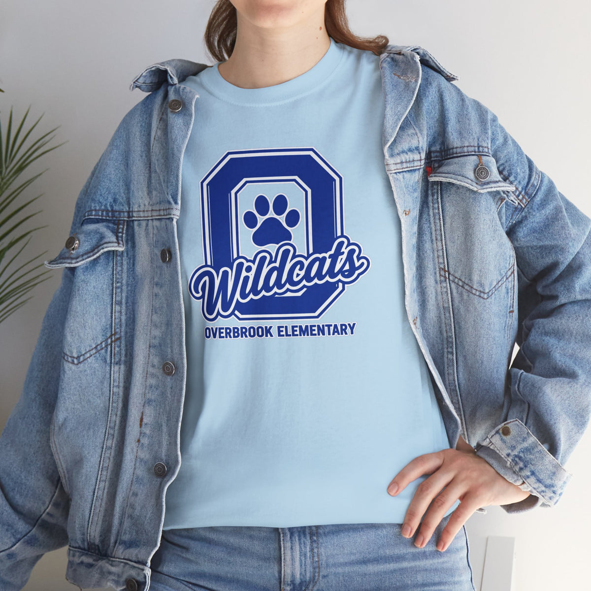 Adult Unisex Overbrook Elementary Wildcats Block Letter Graphic Gildan Classic Tee